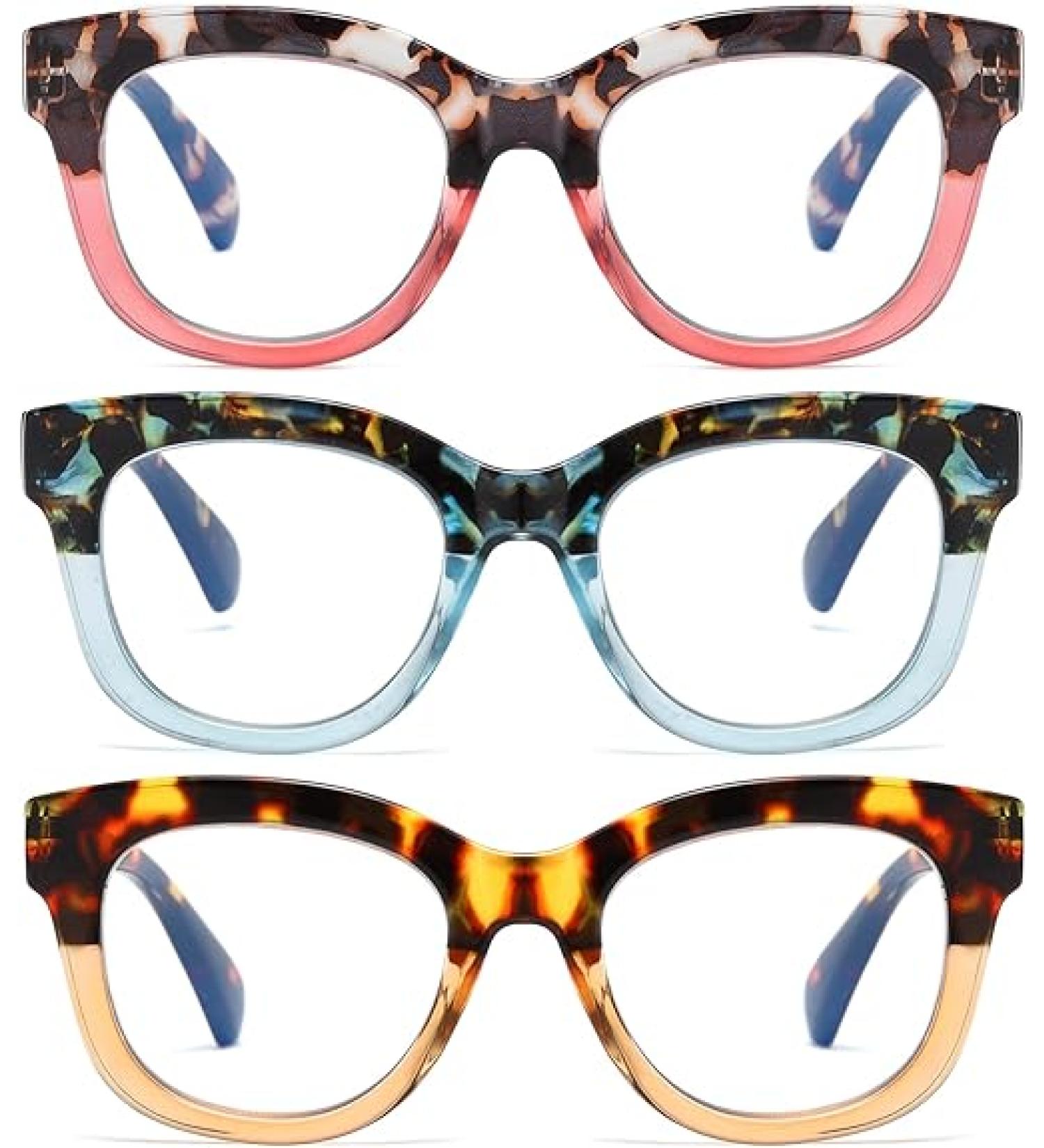 ZXYOO Oversized Reading Glasses for Women - 3 Pack (Yellow