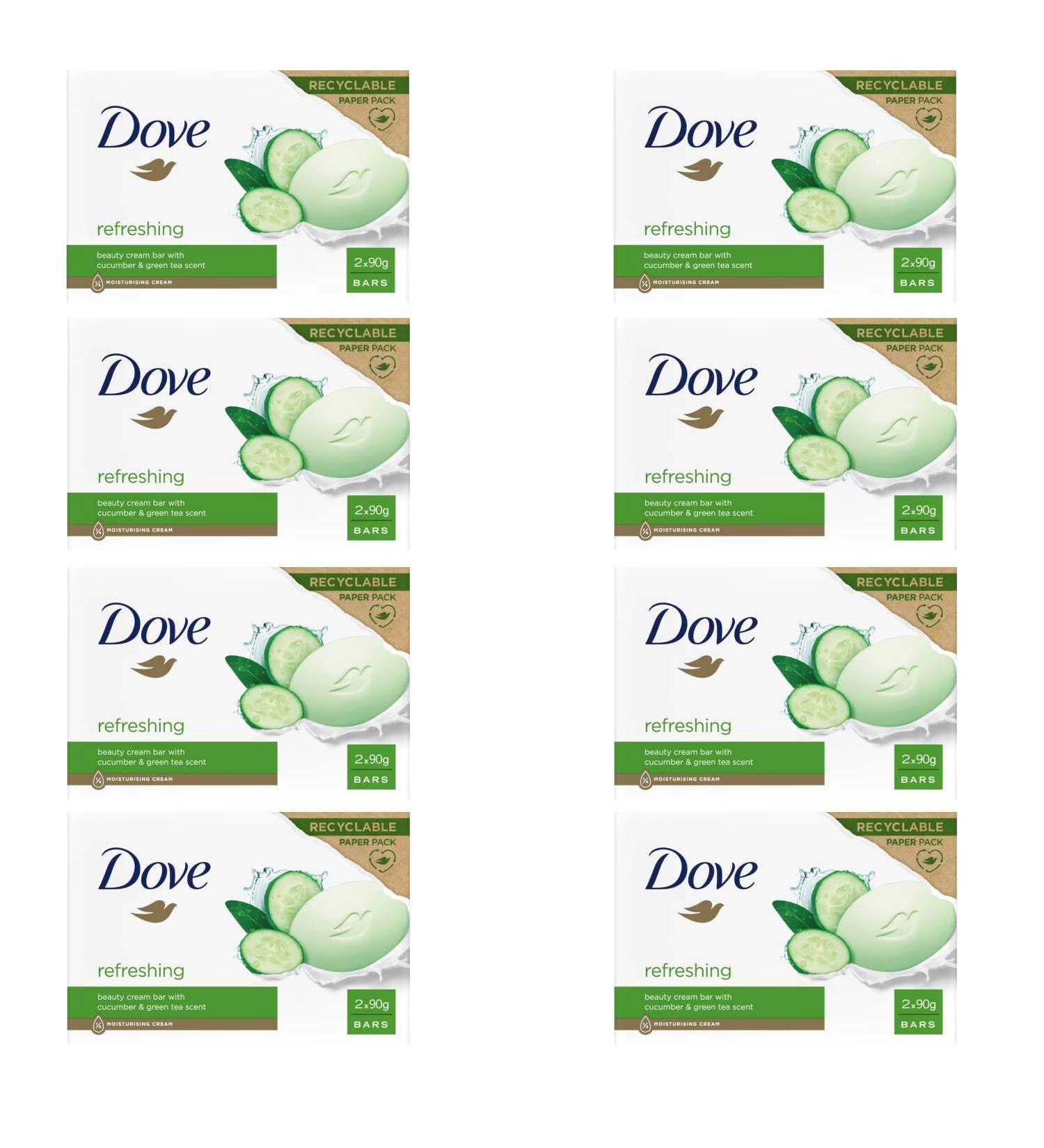  Dove Dove Beauty Cream Bar Solid Soap Various fragrances 2 x 90 g (8 units cucumber and green tea) - Buy Online on GoSupps.com