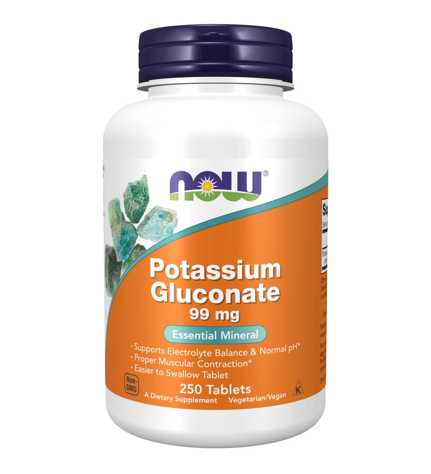 Now Foods Potassium Gluconate 99 mg â€“ 250 Tablets for Heart Health | Buy Online - Buy Online on GoSupps.com