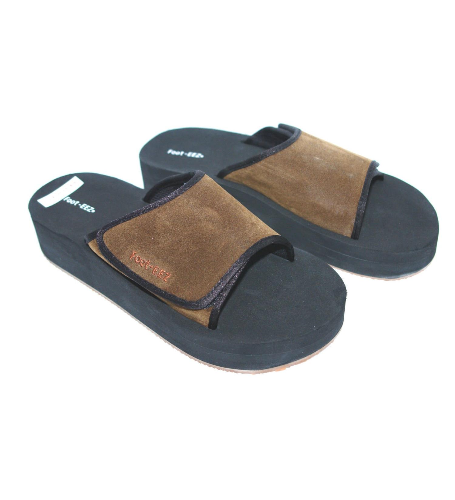 Foot-EEZ Brown & Black Unisex Diabetic & Pain-Relief Adjustable Sandals (Mens 12 Women/11 Men Brown & Black