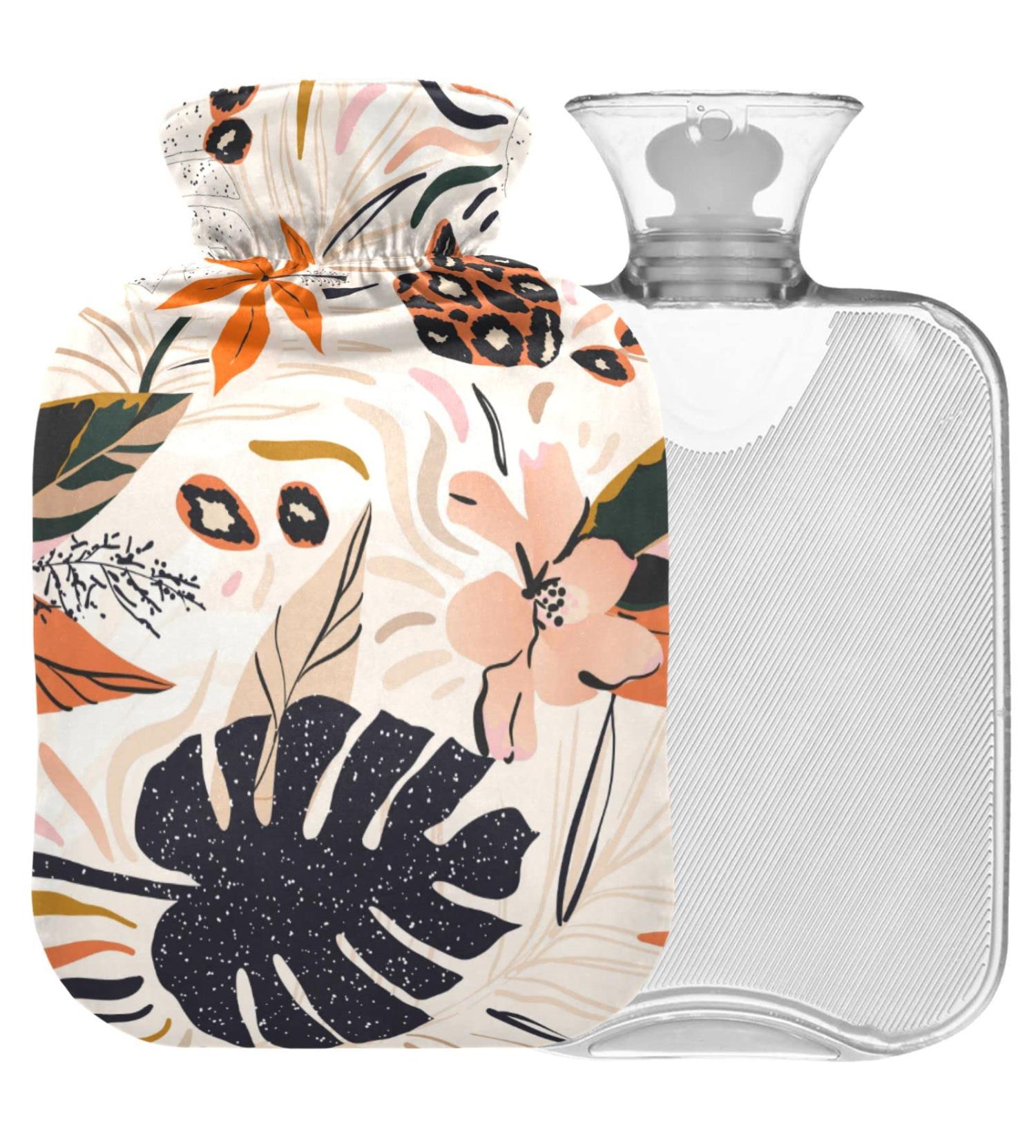 Naanle Hawaii Flower Hot Water Bottle - 1L Heat Therapy for Back Pain Relief & Warmth | Transparent Cover Hand & Foot Warmer - Buy Online on GoSupps.com