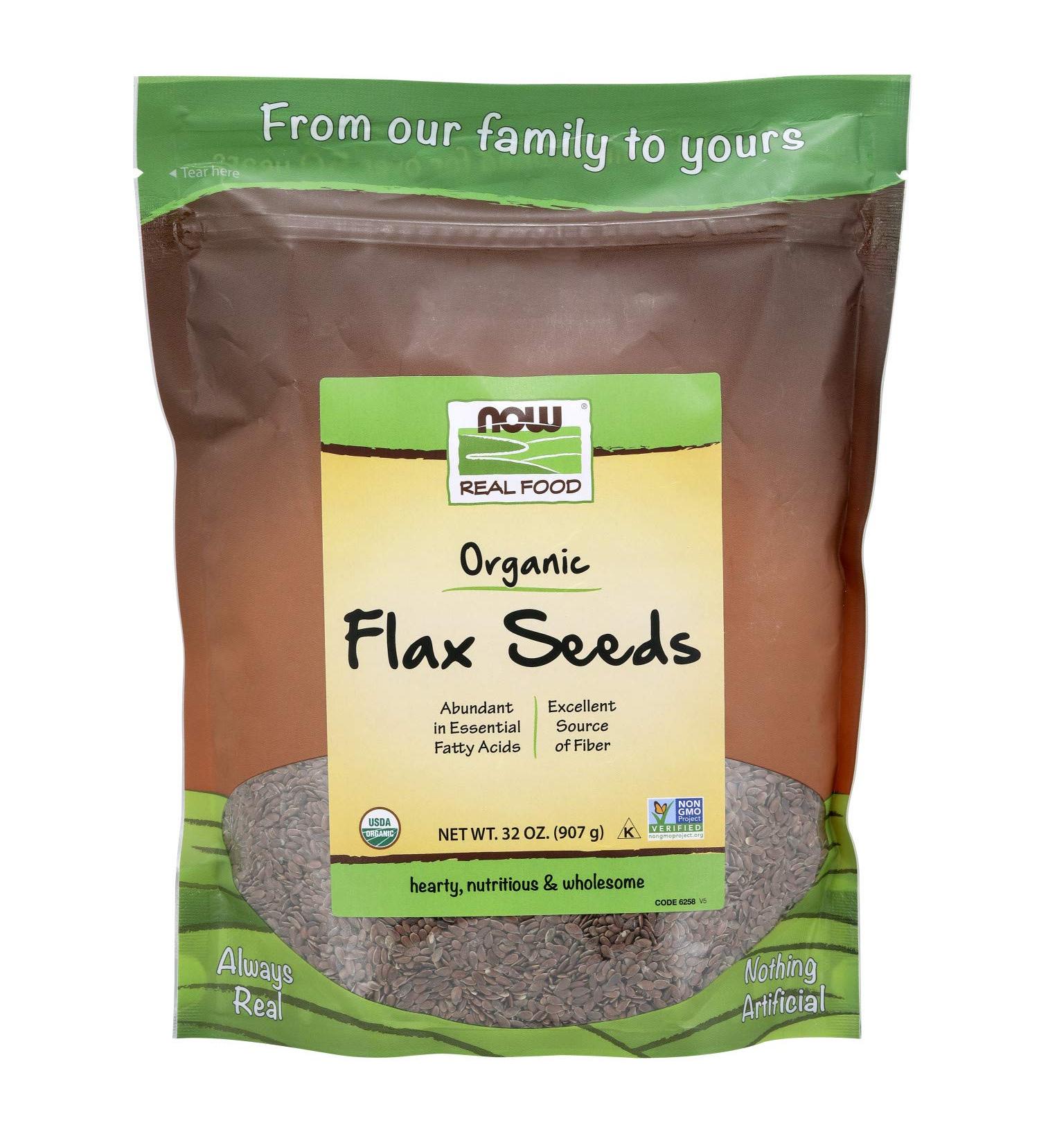 Now Foods Real Food Certified Organic Flax Seeds 2 lbs (907 g) - Buy Online on GoSupps.com