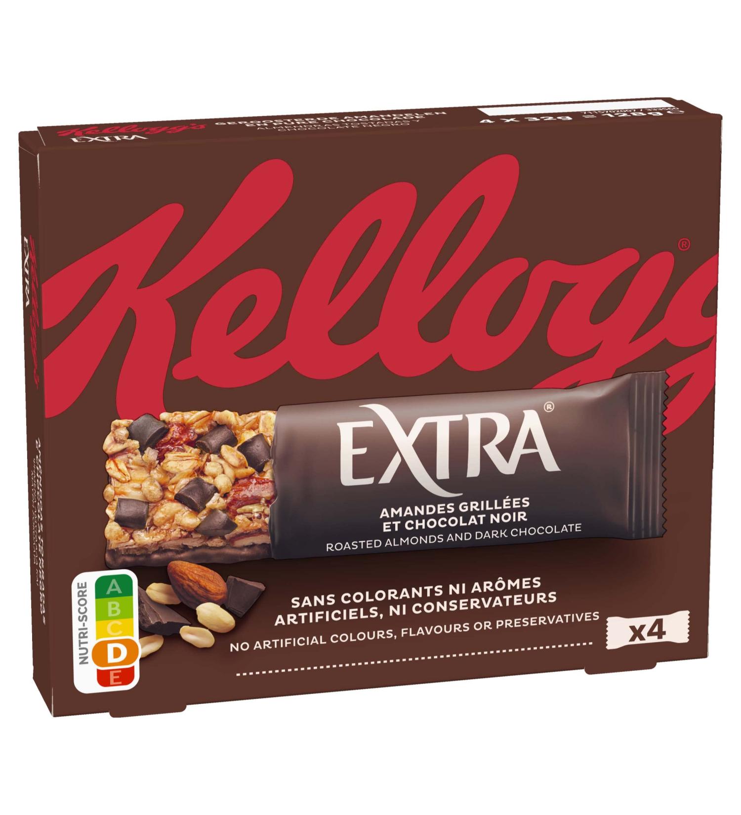 Extra Kellogg's Cereal Bars Chocolate Almonds 4x32g - Buy Online on GoSupps.com