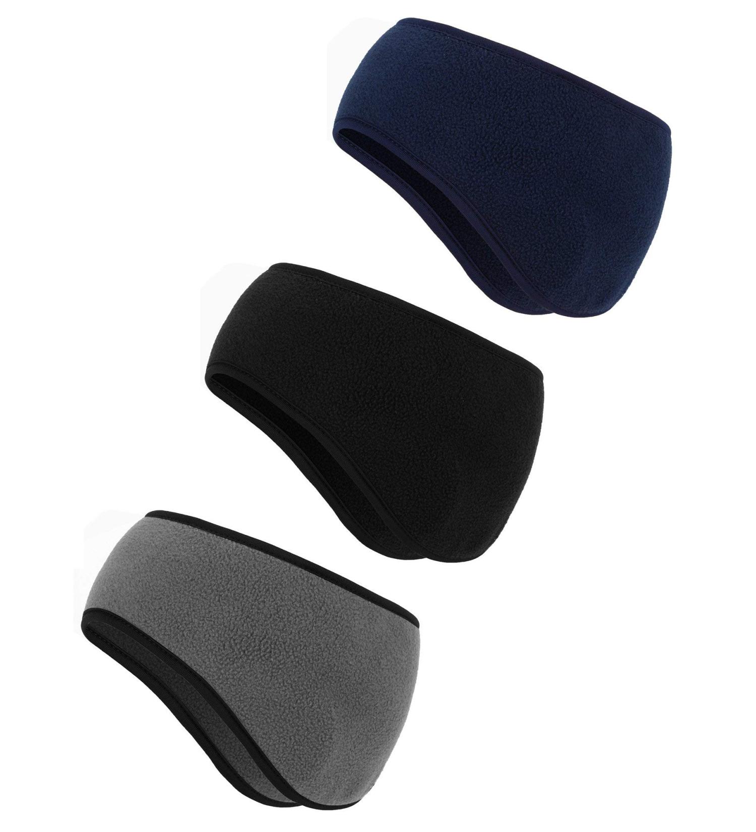 BBTO Ear Warmer Headband Set - Winter Fleece Headbands for Women Men in Black, Gray, Navy - Buy Online on GoSupps.com