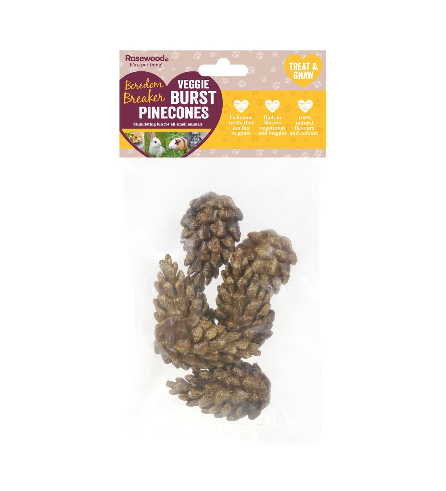 Rosewood Boredom Breaker Veggie Burst Pinecones Rabbit Treats & Small Animal Treats 6pc 75g