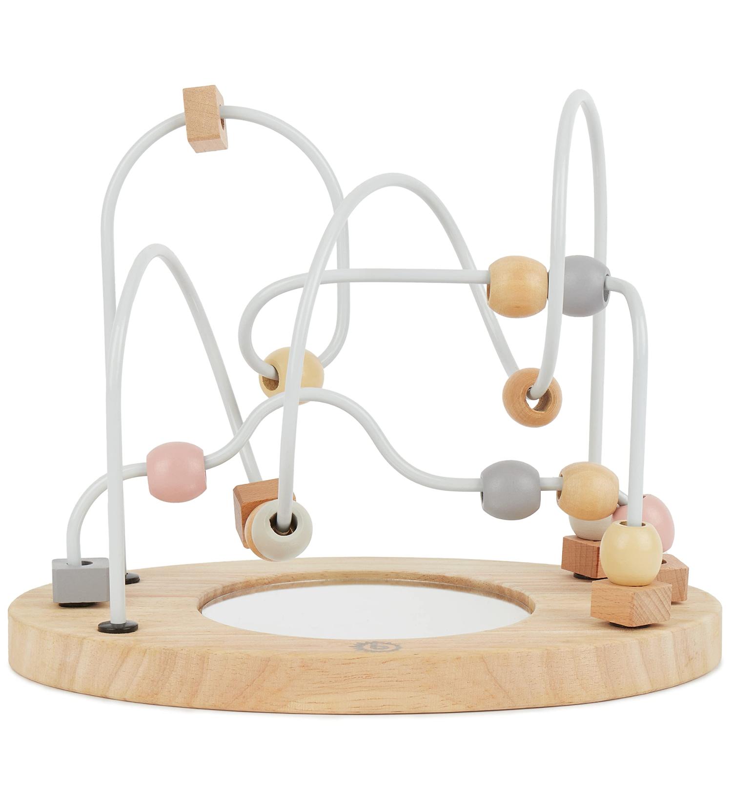 Shop Bieco Motoric Loop with Mirror - Pink & Gray | Learn & Play Motor Skills Toy for Babies | Wooden Learning Toy for Kids 1+ | Modern Labyrinth Game - Buy Online on GoSupps.com