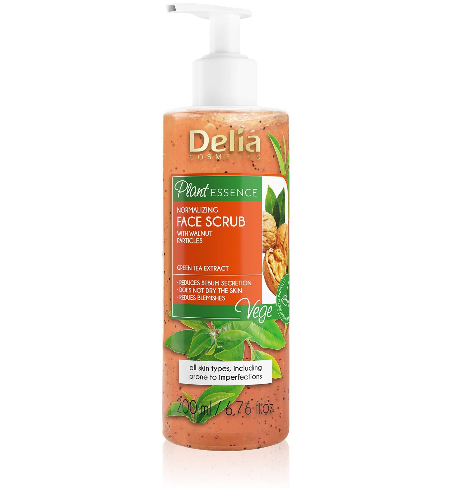 Delia Cosmetics - Plant Essence - Facial Scrub - Removes Impurities - Vegan Friendly Peeling - Natural Ingredients - All Skin Types - Reduces Excess Sebum Eliminates Blemishes - Moisturizes - 200 ml - Buy Online on GoSupps.com
