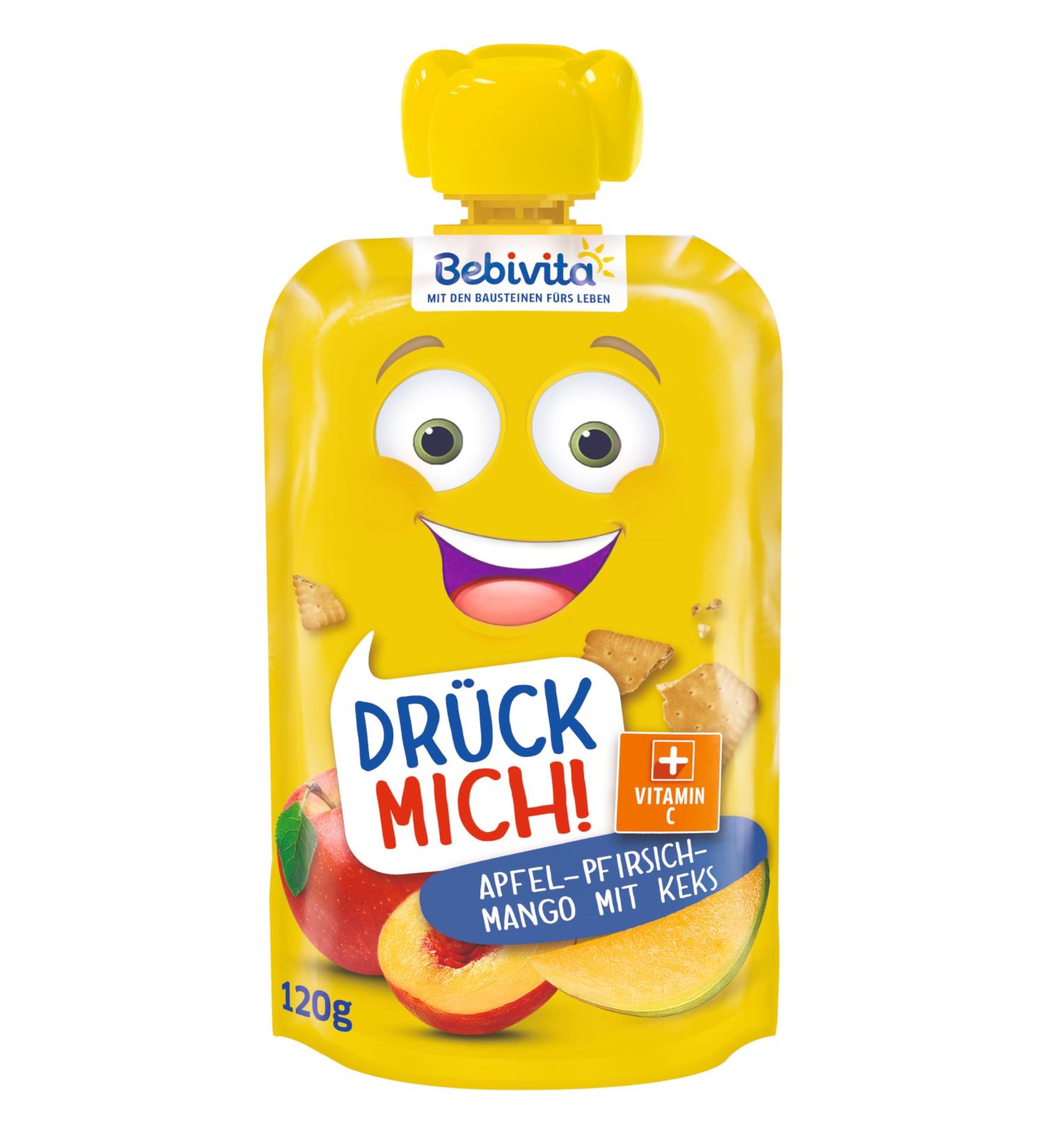 Bebivita Squeeze Me! Apple-Peach-Mango Pouch - 6 Pack (120g Each) | Healthy Baby Snack for International Shipping - Buy Online on GoSupps.com
