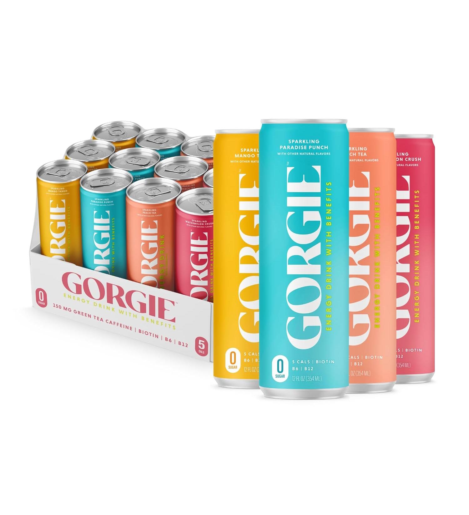 GORGIE Estsellers Variety Sugar Free Natural Energy Drink Sparkling  Healthy Energy Drinks Green Tea Biotin B Vitamins 50mg Caffeine  Vegan  & Low Calorie - Pack of 12 - Buy Online on GoSupps.com