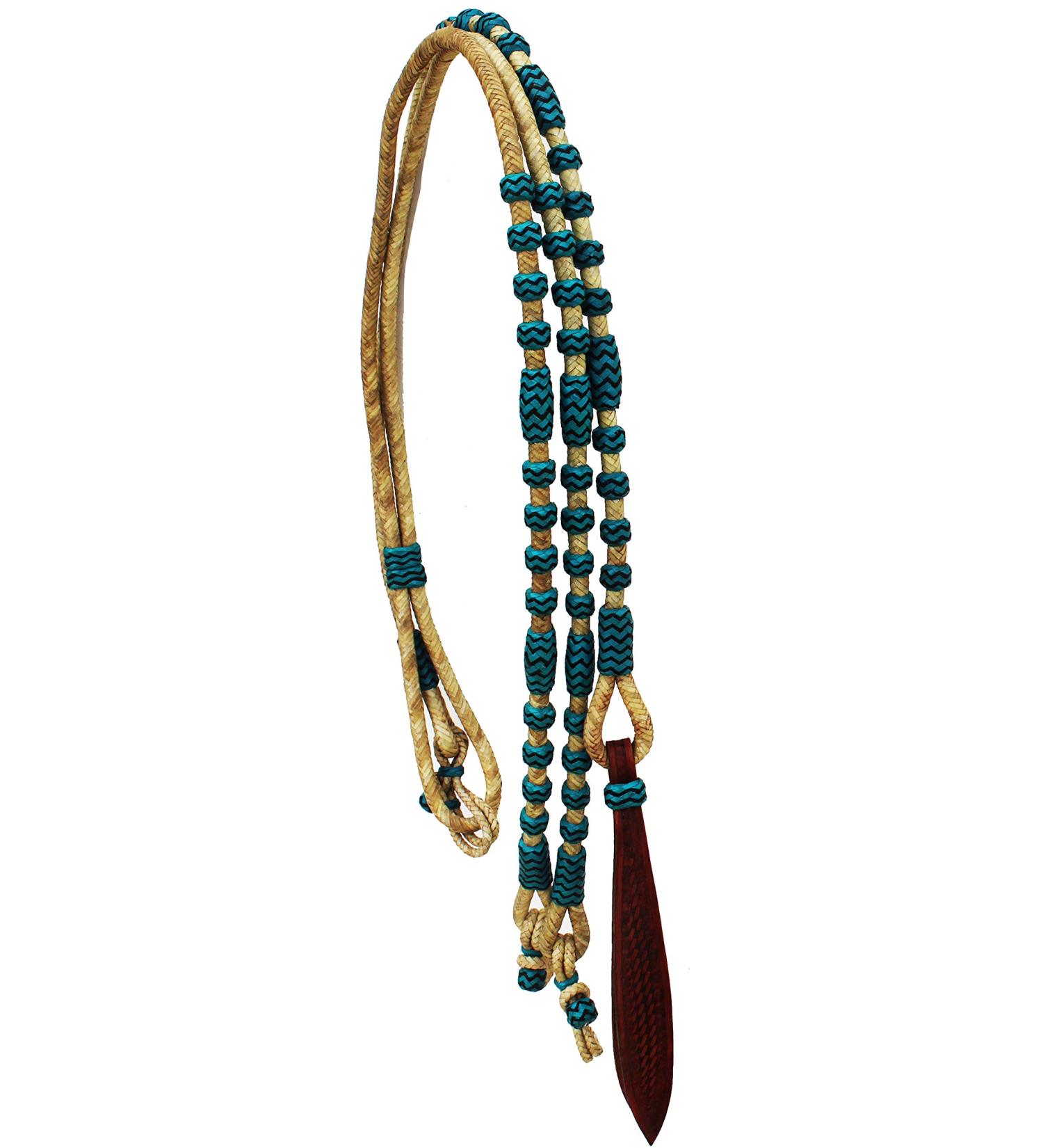 CHALLENGER Horse Braided Natural Rawhide Leather Rommel Romel Romal Reins Tack 6654TR