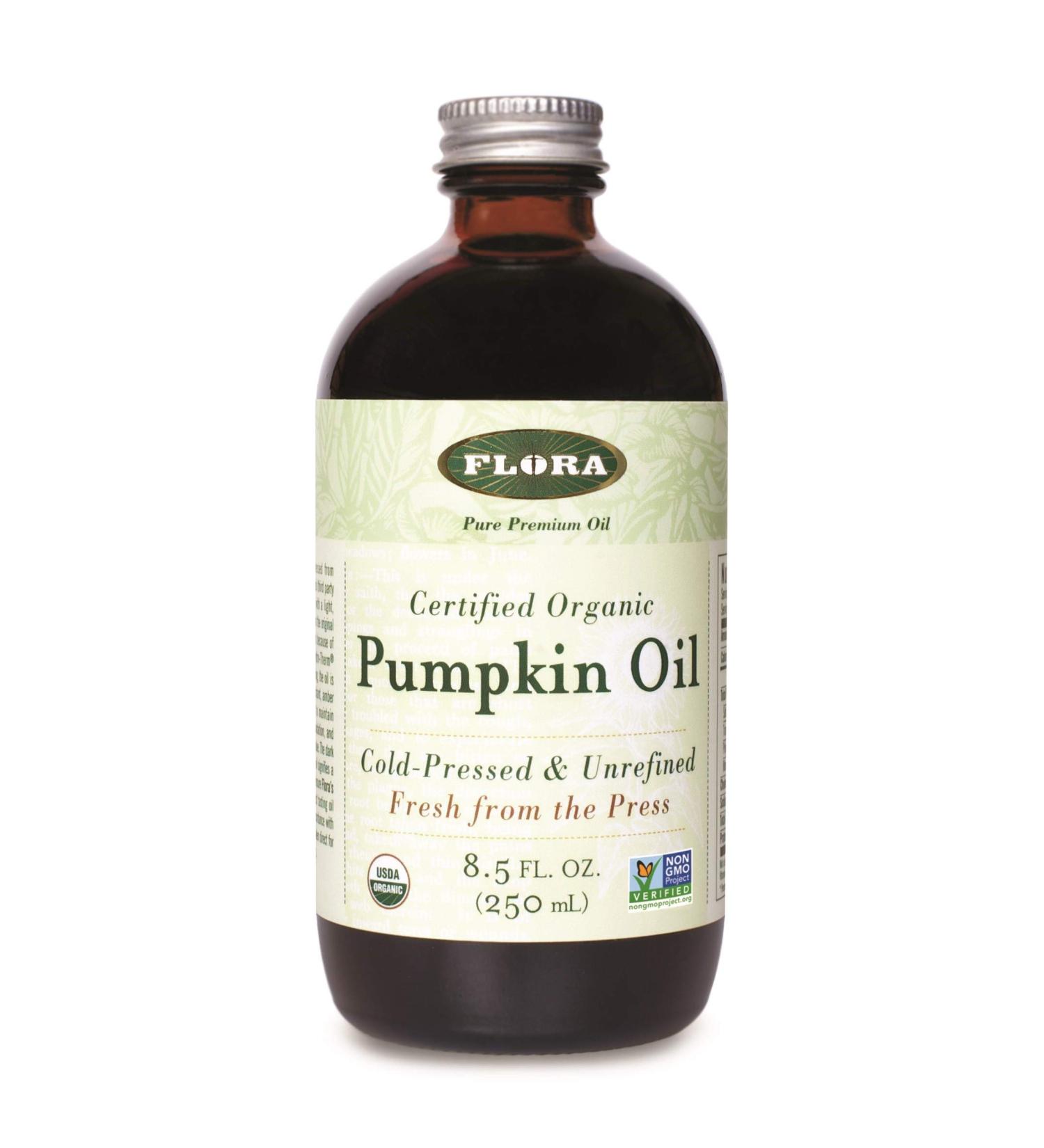 Flora Certified Organic Pumpkin Oil - 8.5 fl oz (250 ml) | Premium Quality Cooking Oil - Buy Online on GoSupps.com