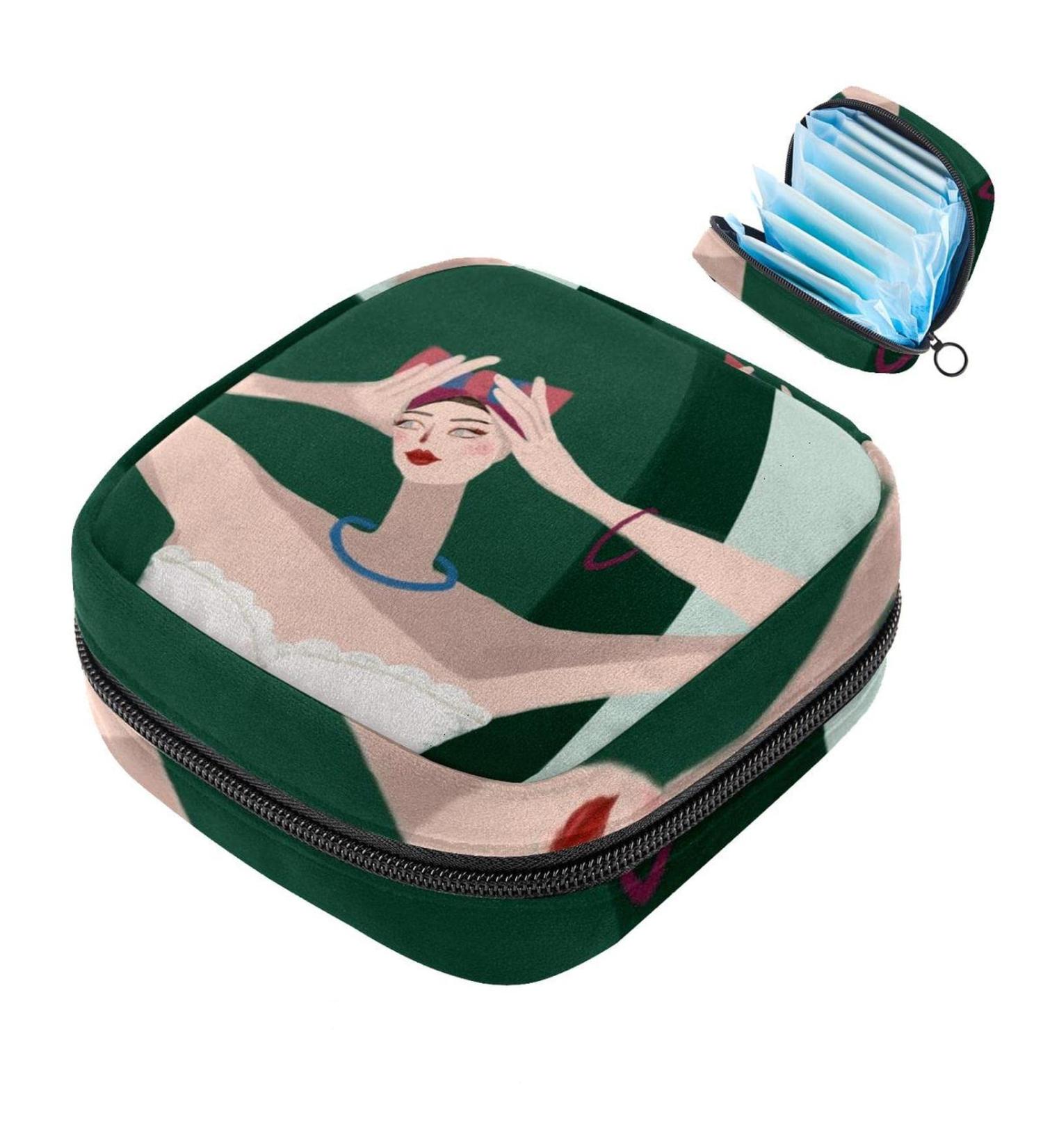 Buy Abstract Color Menstruation Pad Bag with Zipper | Women's Napkin & Tampon Collection Bag | Stylish & Functional for Girls - Buy Online on GoSupps.com