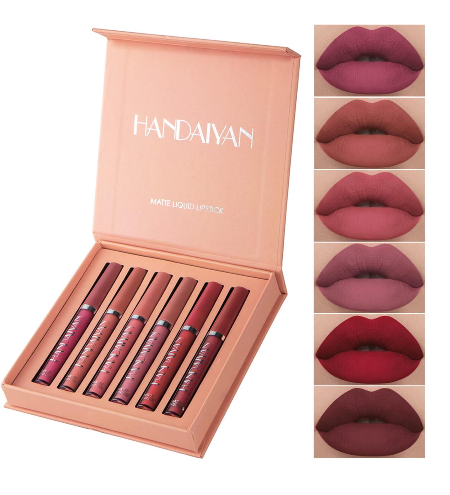 Rechoo 6 Colors Matte Lipstick Set - Waterproof Long-Lasting Non-Stick Cup Lip Gloss for Flawless Makeup - Buy Online on GoSupps.com