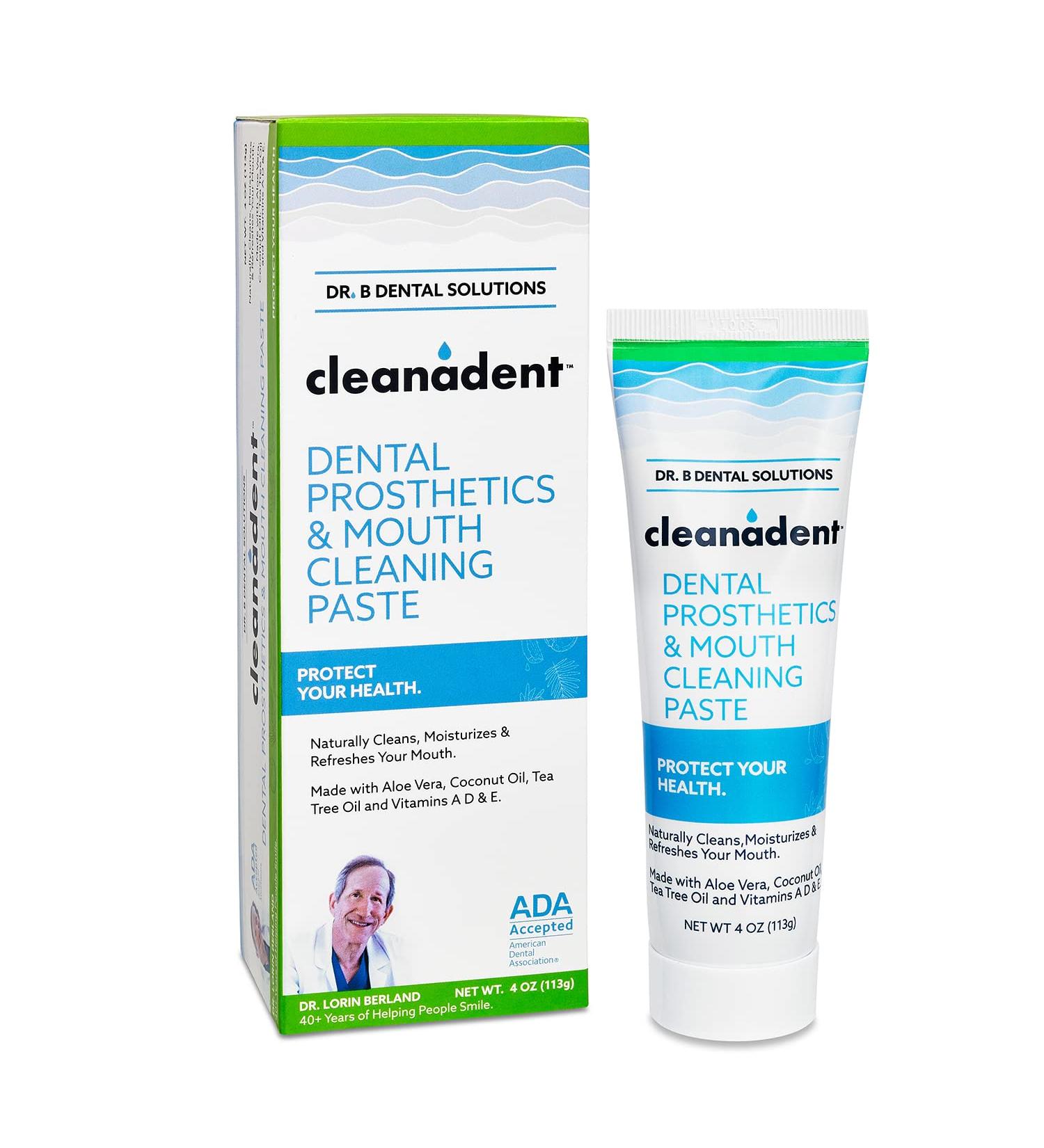 Dr. B Dental Solutions Cleanadent Denture and Gum Toothpaste - 4 oz (Pack of 1) | Removes Odors, Stains, and Adhesives | Mouth Cleaning Paste - Buy Online on GoSupps.com