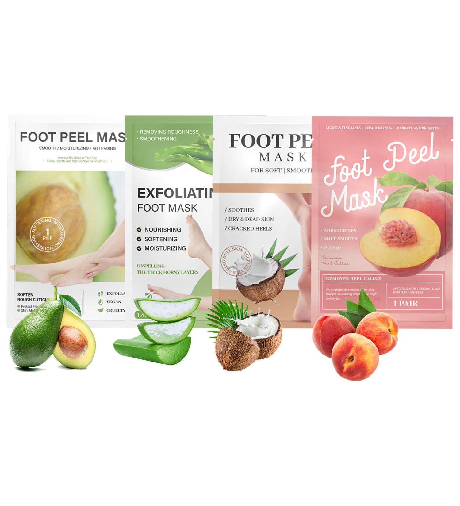 Moisturizing Foot Mask - 4 Pairs Foot Peeling Mask for Dry & Cracked Feet | Exfoliating Foot Spa Socks for Men & Women - Buy Online on GoSupps.com