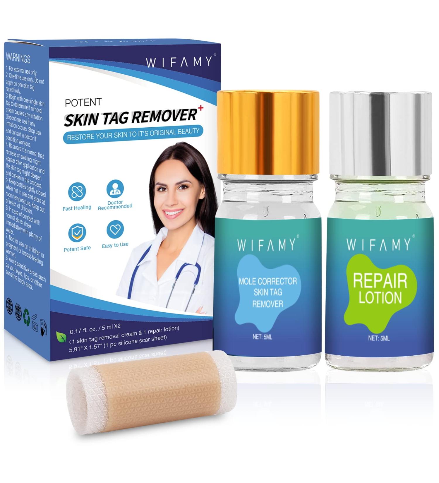 Skin Tag & Mole Remover Kit - Remove Without Scars | Skin Tag Removal Lotion & Silicone Scar Sheet - Buy Online on GoSupps.com