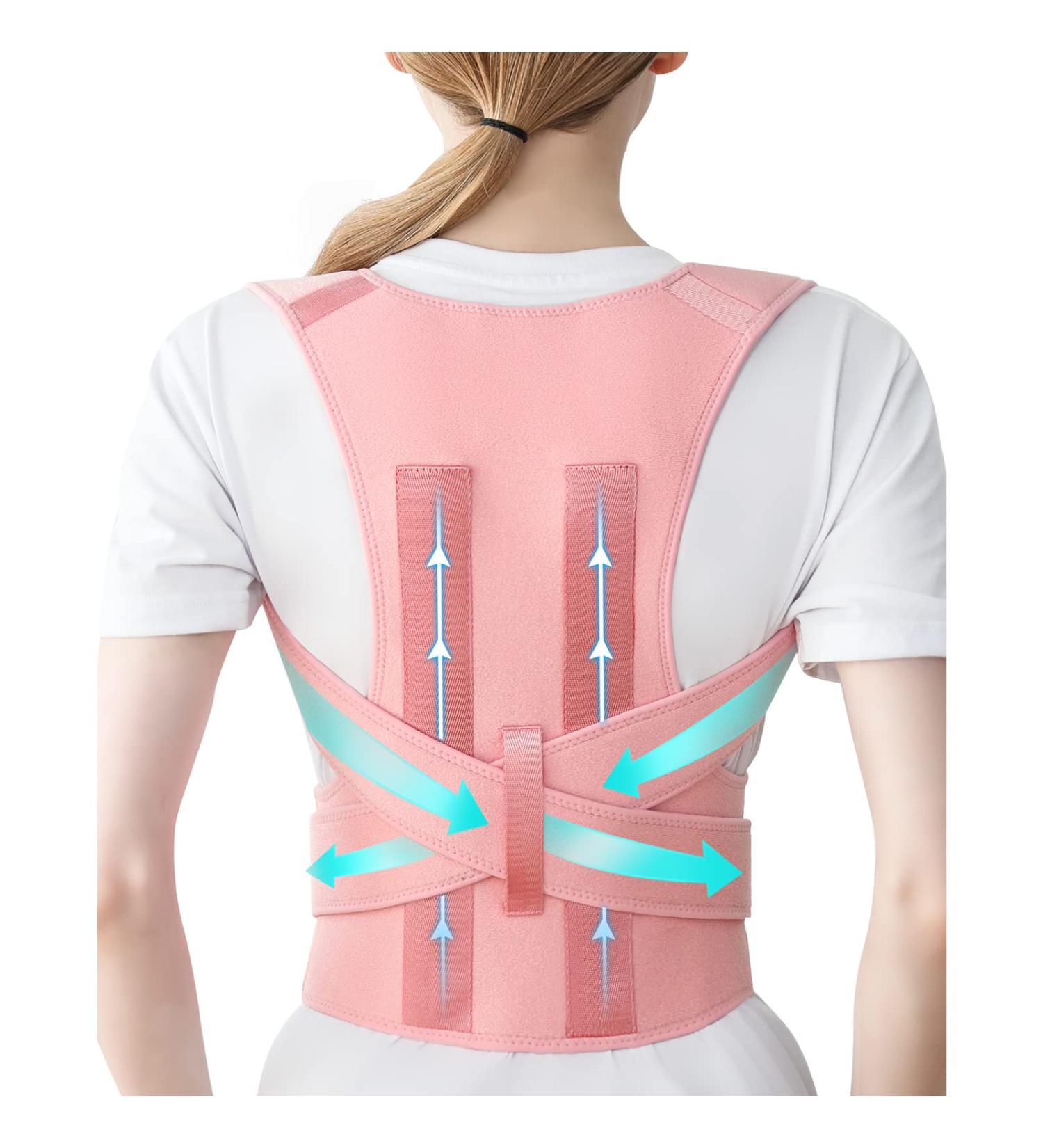 DormalAla Posture Corrector for Women and Men - Adjustable Breathable Back Straightener for Neck, Back, and Shoulder Pain Relief - Pink, Large - Buy Online on GoSupps.com
