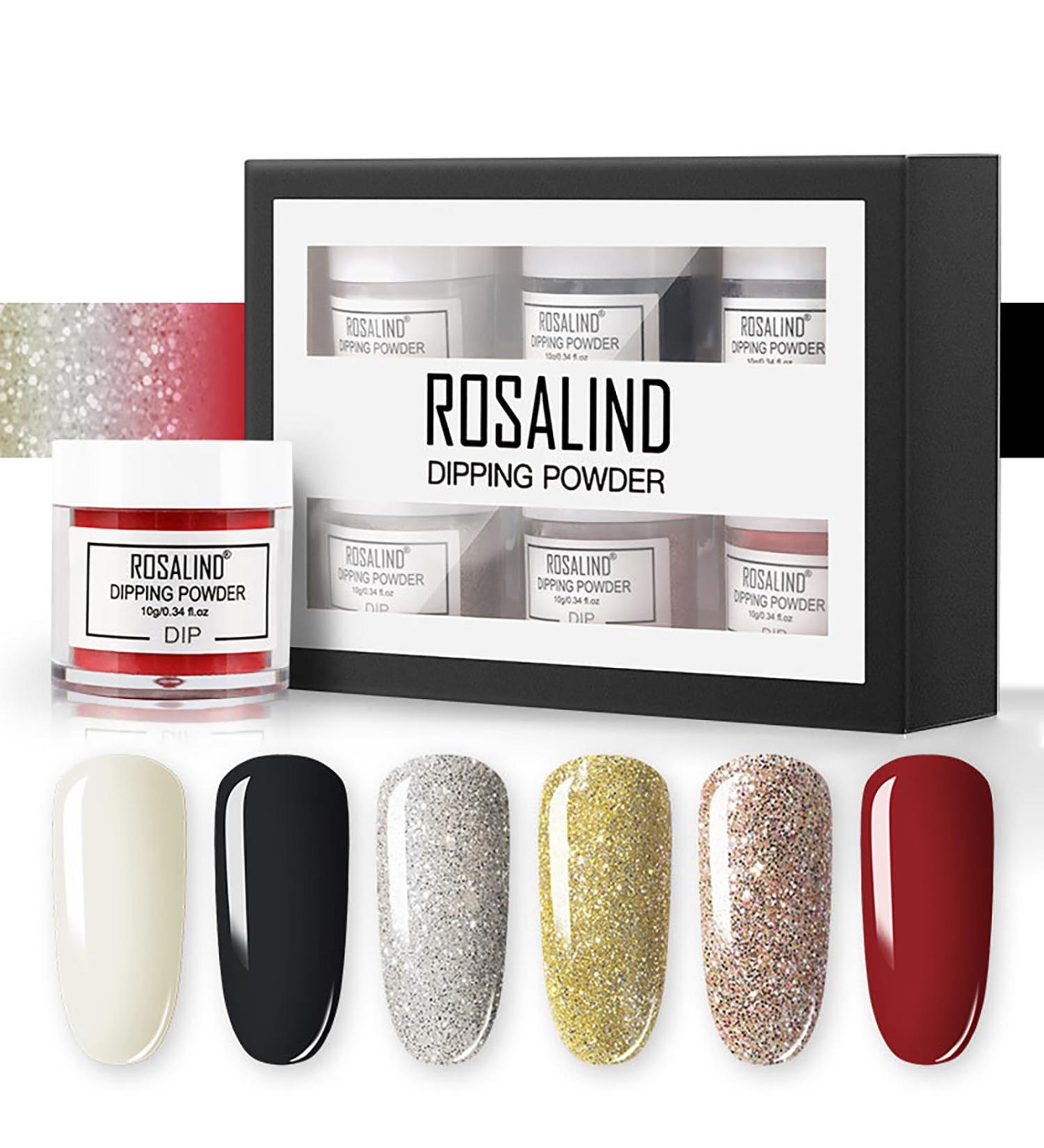 Roseflower Dipping Powder Nails Kit - 6 Nude Colors Base & Top Coat - DIY Manicure Starter Set for Home Use - Buy Online on GoSupps.com