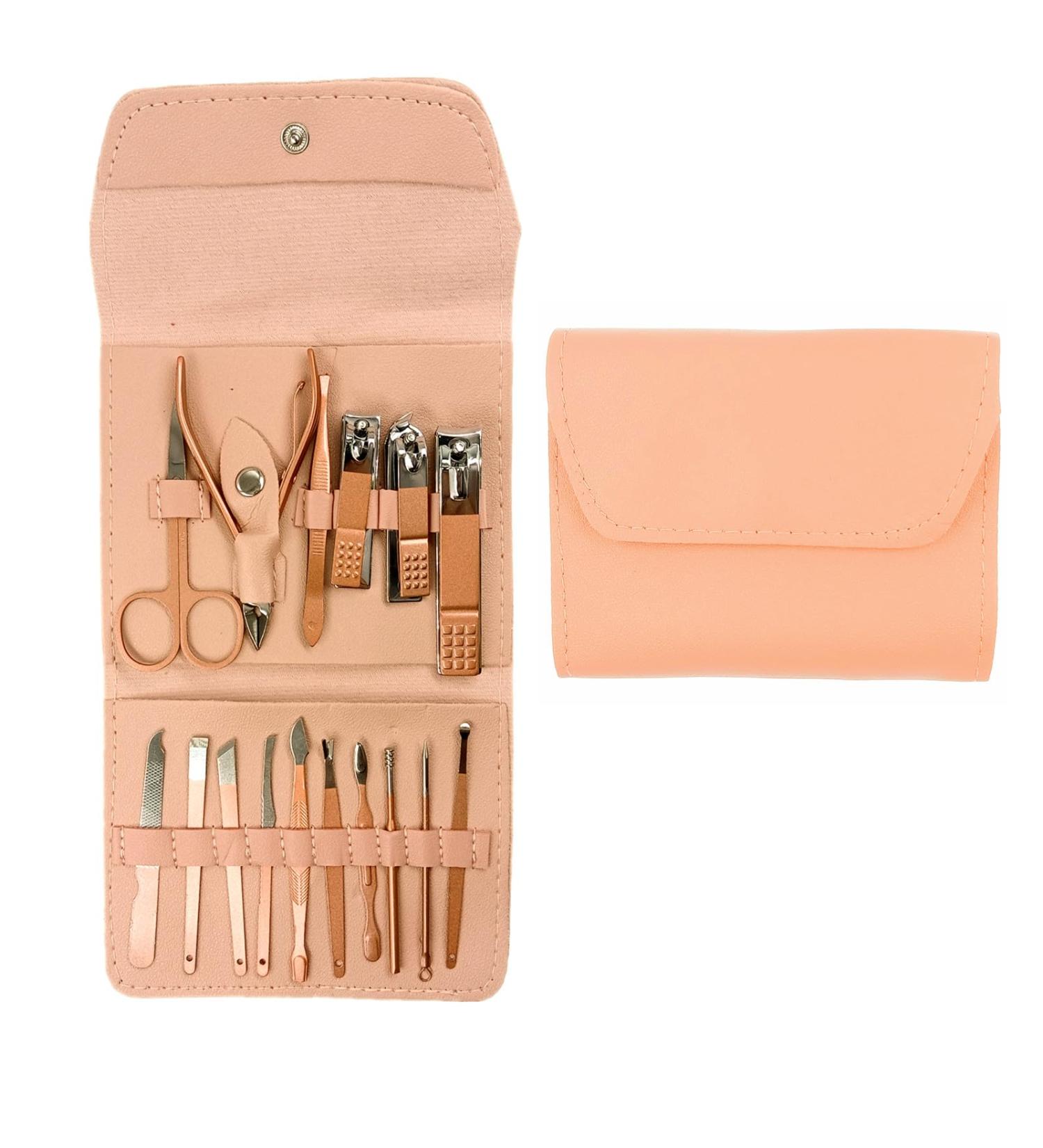 ZHIYE 16 Pcs Stainless Steel Nail Clippers Set - Professional Manicure Pedicure Kit with Cuticle Remover Tools in Pink - Buy Online on GoSupps.com