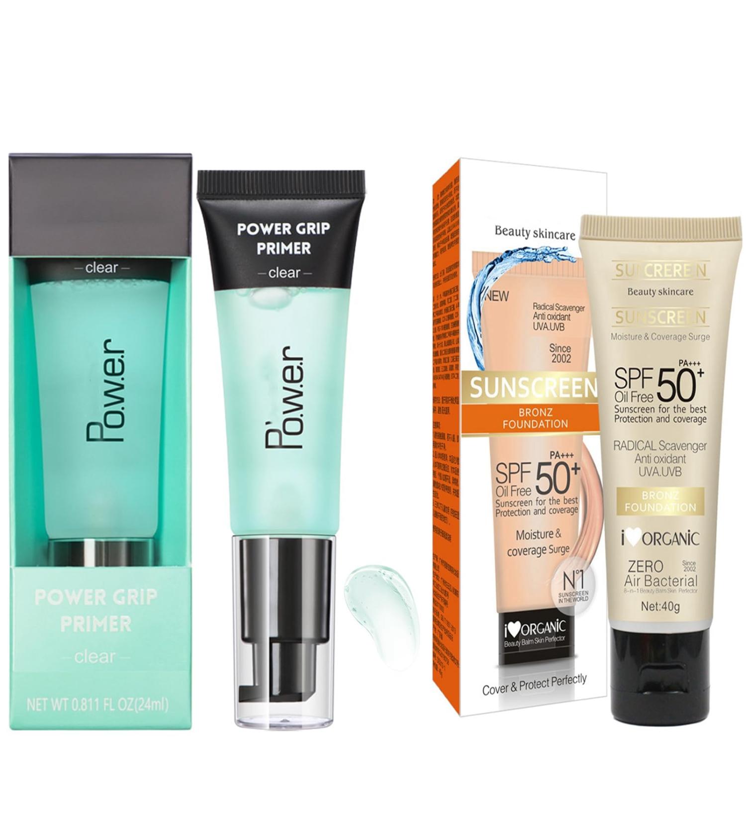 Power Face Primer With Sunscreen SPF 50 - Gel-Based Face Primer - Hydrating Makeup Primer for Face - Gripping Makeup Moisturizing Pores Minimizer - Smoothing Natural Vegan Power Grip Primer With Sunscreen SPF 50 - Buy Online on GoSupps.com