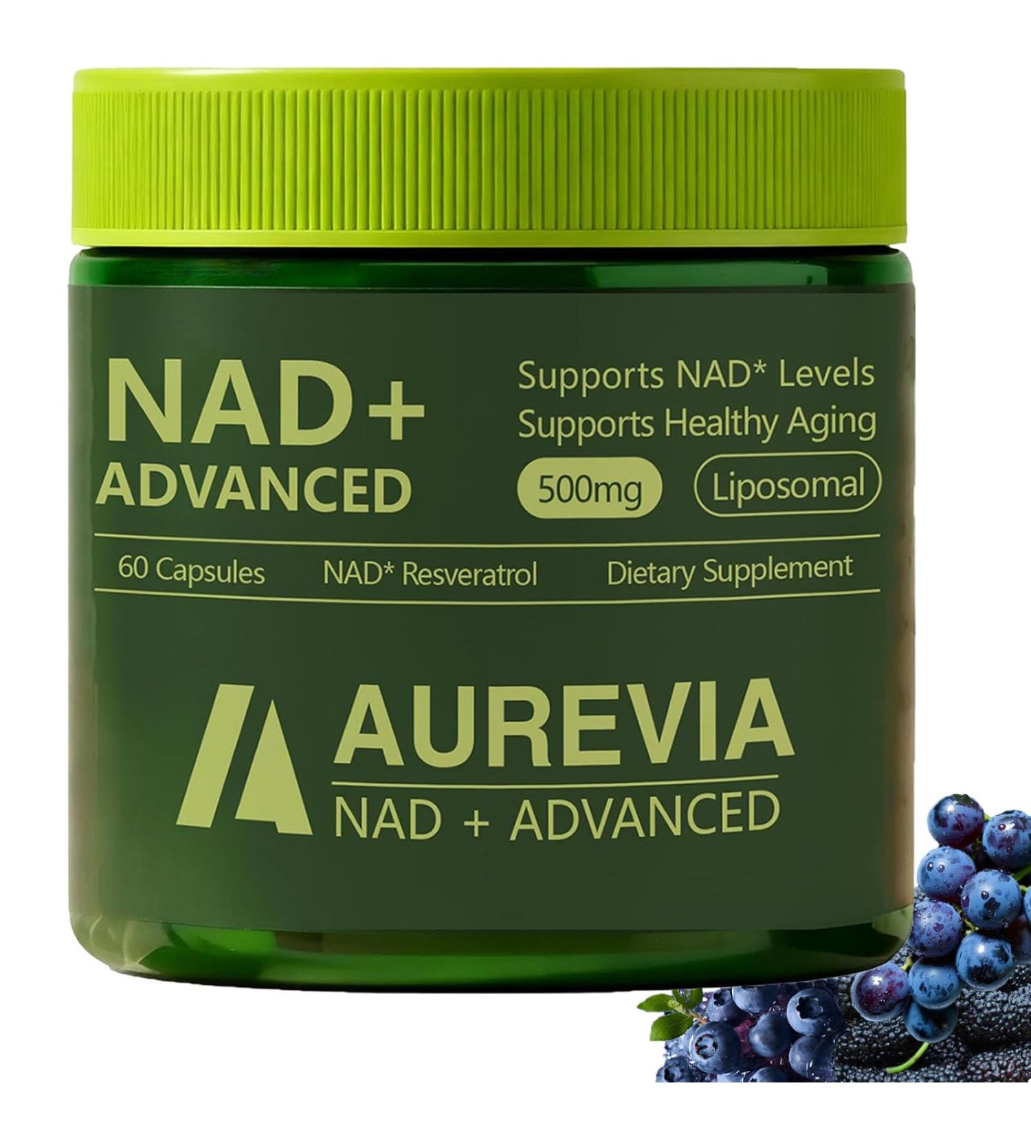 Aurevia NAD Advanced Supplement Aurevia NAD+ Advanced 500mg Liposomal for Energy & Cellular Health - Women & Men 60 Capsules (1pcs) - Buy Online on GoSupps.com