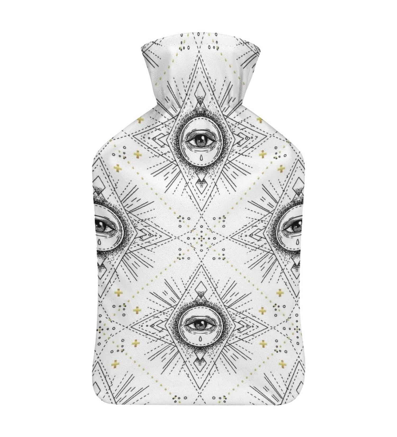 Hot Water Bottle with Lid - Eye Pattern Rubber Bag for Pain Relief Cramps Foot Warmer & Hot/Cold Therapy - Buy Online on GoSupps.com