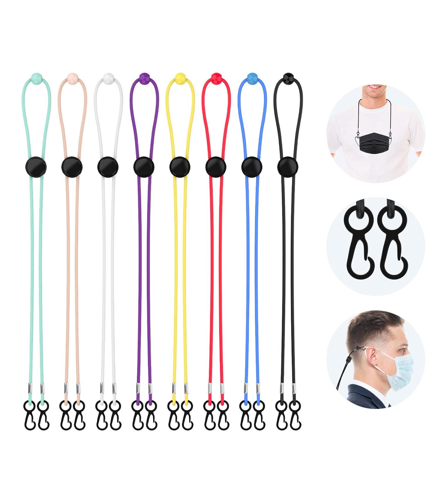 Buy 8-Piece Elastic Mask Holder for Kids & Adults - Adjustable Multicolored Mask Chains with Reinforced Buttons | Ubephan Masking Bands - Buy Online on GoSupps.com