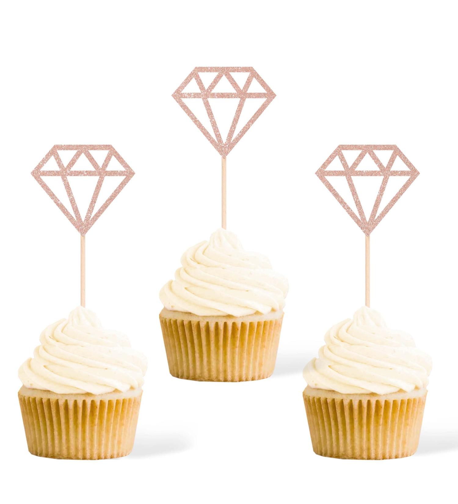 diamond cupcake topper 025 (24 pcs Diamond RoseGold) 24 pcs Diamond Rosegold - Buy Online on GoSupps.com