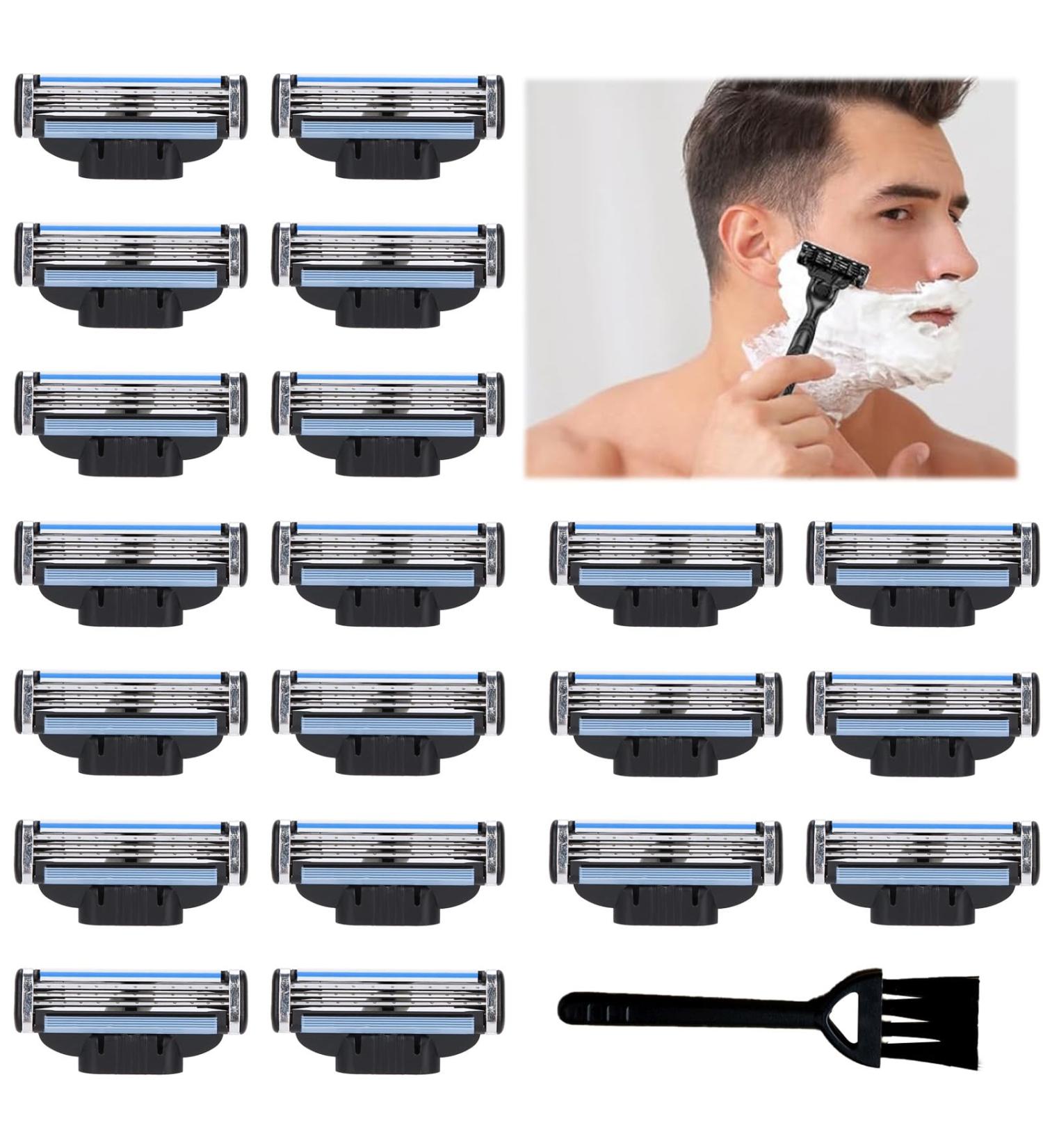 20 Pack Razor Blades - Men's Hairdressing & Shaving Refills with Security Caps & Black Brushes | Perfect Gift for Men - Buy Online on GoSupps.com