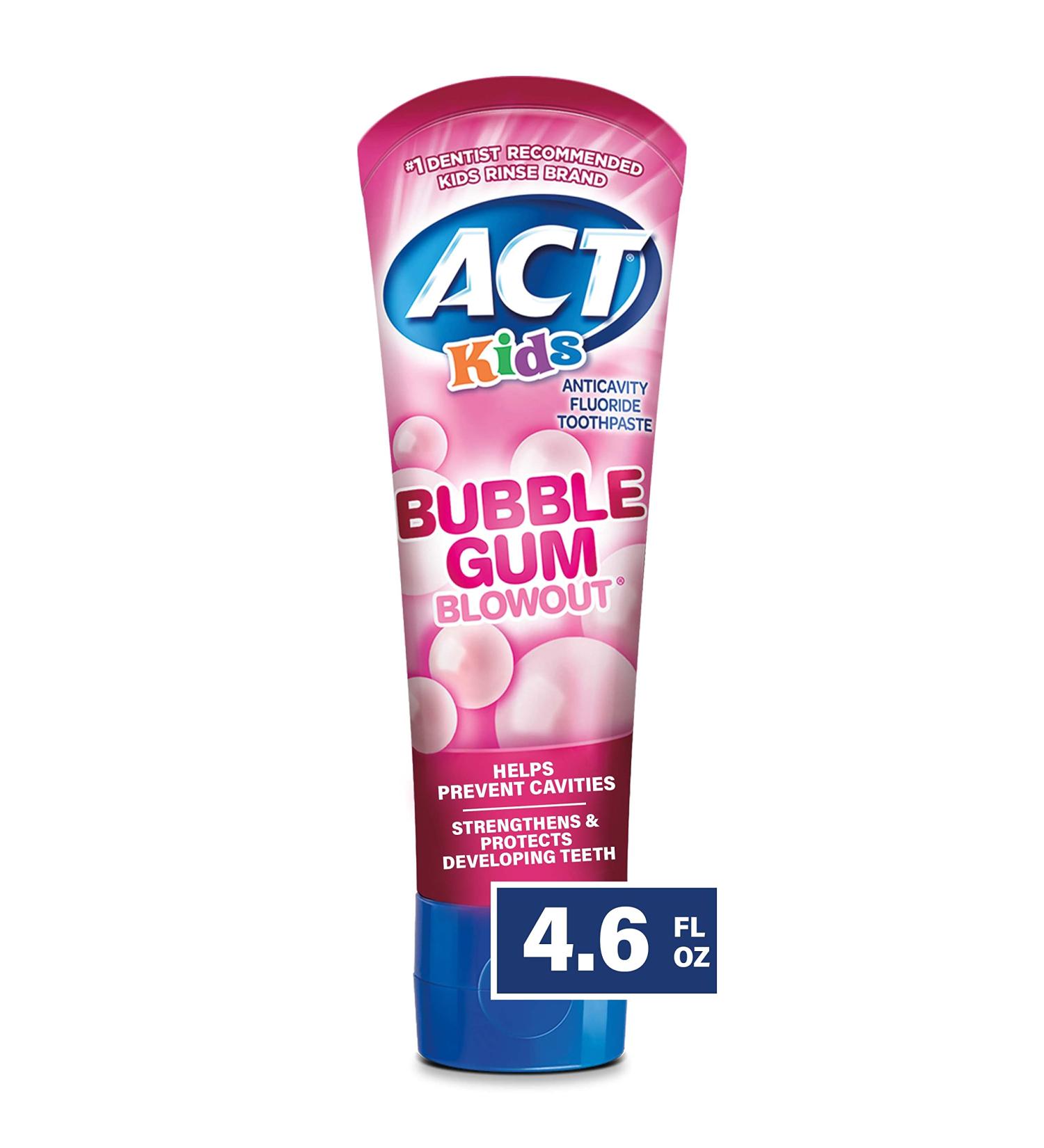 ACT Kids Anticavity Fluoride Rinse 16.9 fl. oz. Groovy Grape & Toothpaste 4.6 oz. Bubble Gum Blowout - Buy Online on GoSupps.com