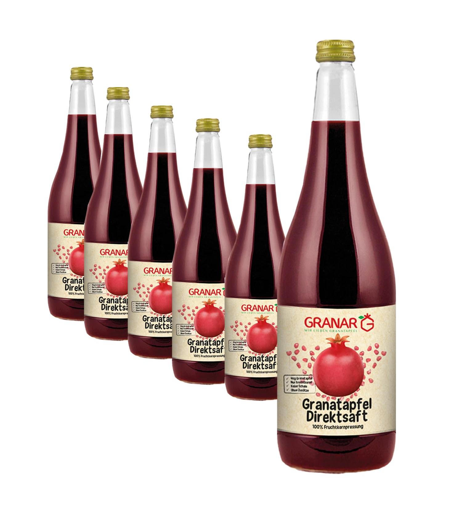 Granar 6-Pack 100% Pure Pomegranate Juice - 1L Cold-Pressed Unfiltered Natural Cloudy - International Shipping - Buy Online on GoSupps.com