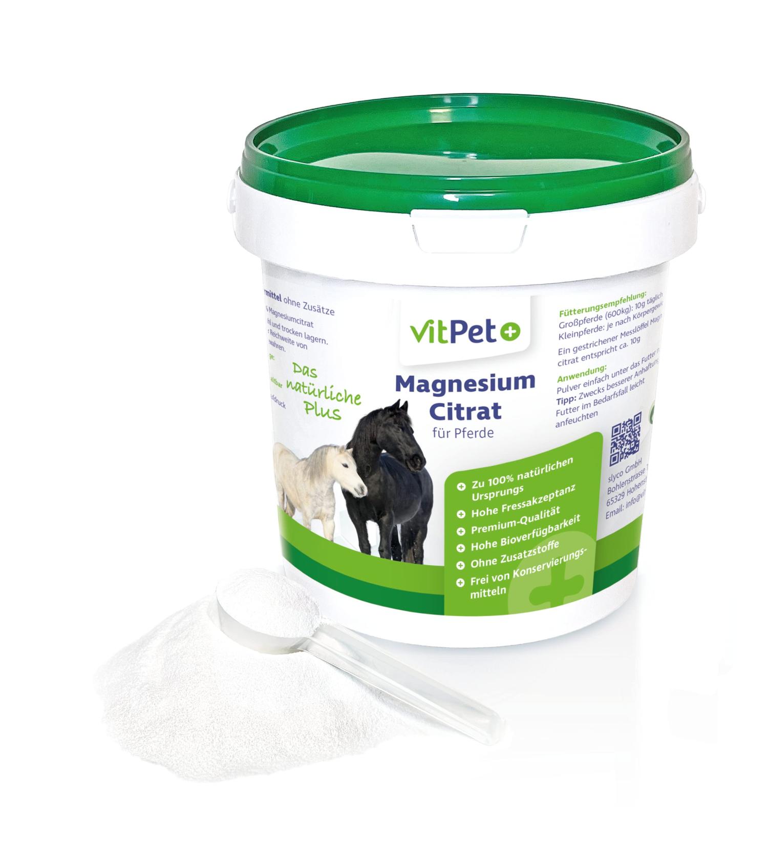 Vitpet+ Magnesium Citrate for Horses - Premium 1000g Powder for Muscle & Nervous System Support - Includes Dosing Spoon - Buy Online on GoSupps.com