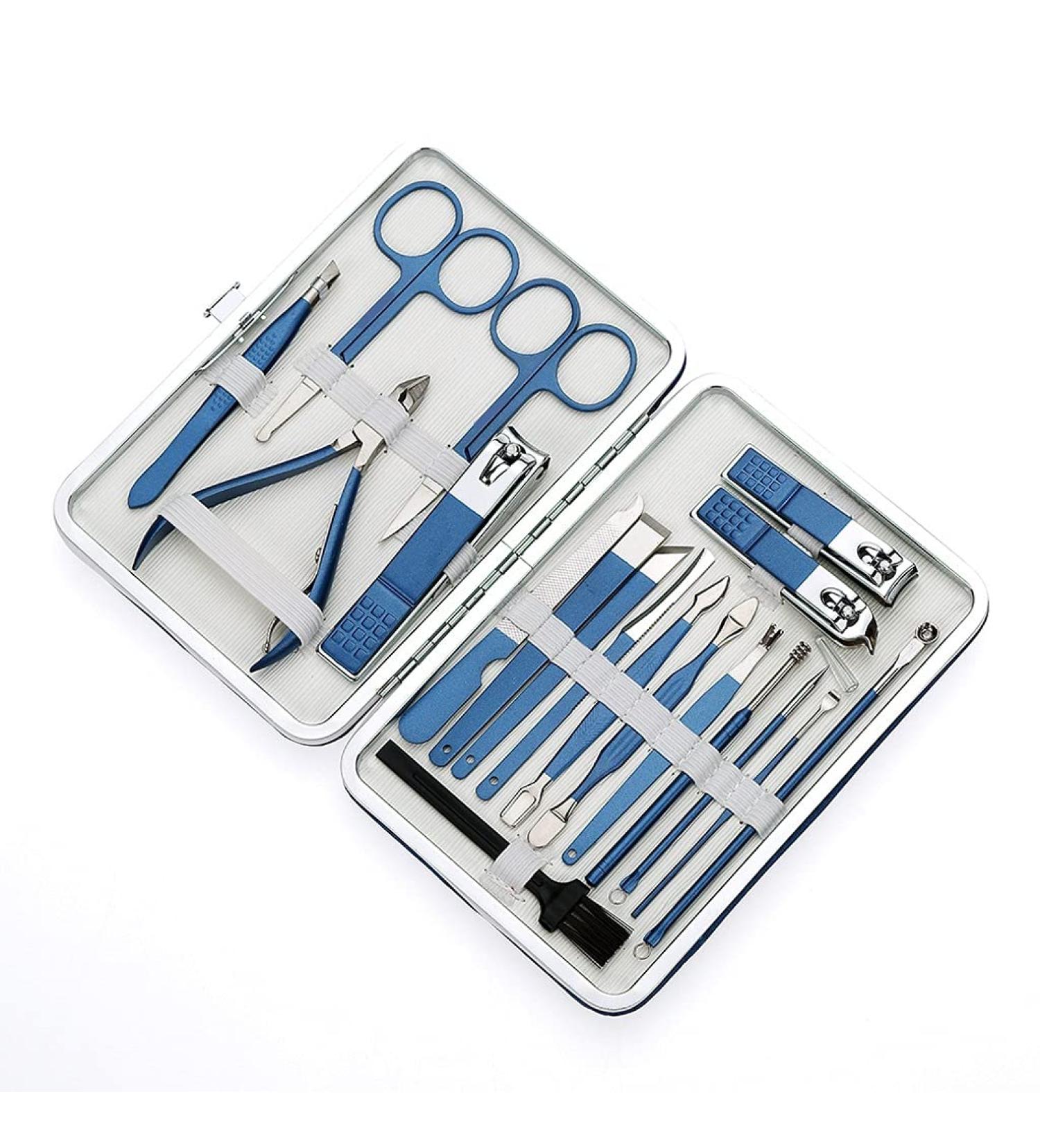 Nail Clippers Set Stainless Steel Nail Tools Man and Woman Built-in Nail Files Portable Travel 18-Piece Blue Black (Color : Blue) - Buy Online on GoSupps.com
