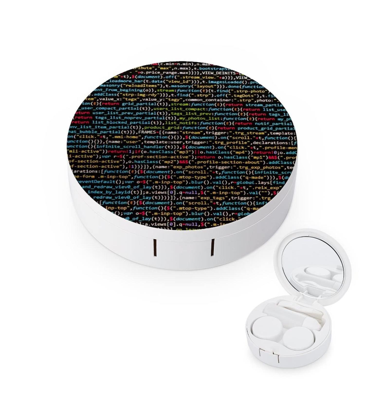 Programmer Computer Code Round Case For Contact Lens Kit Storage Box with Mirror Printed - Buy Online on GoSupps.com