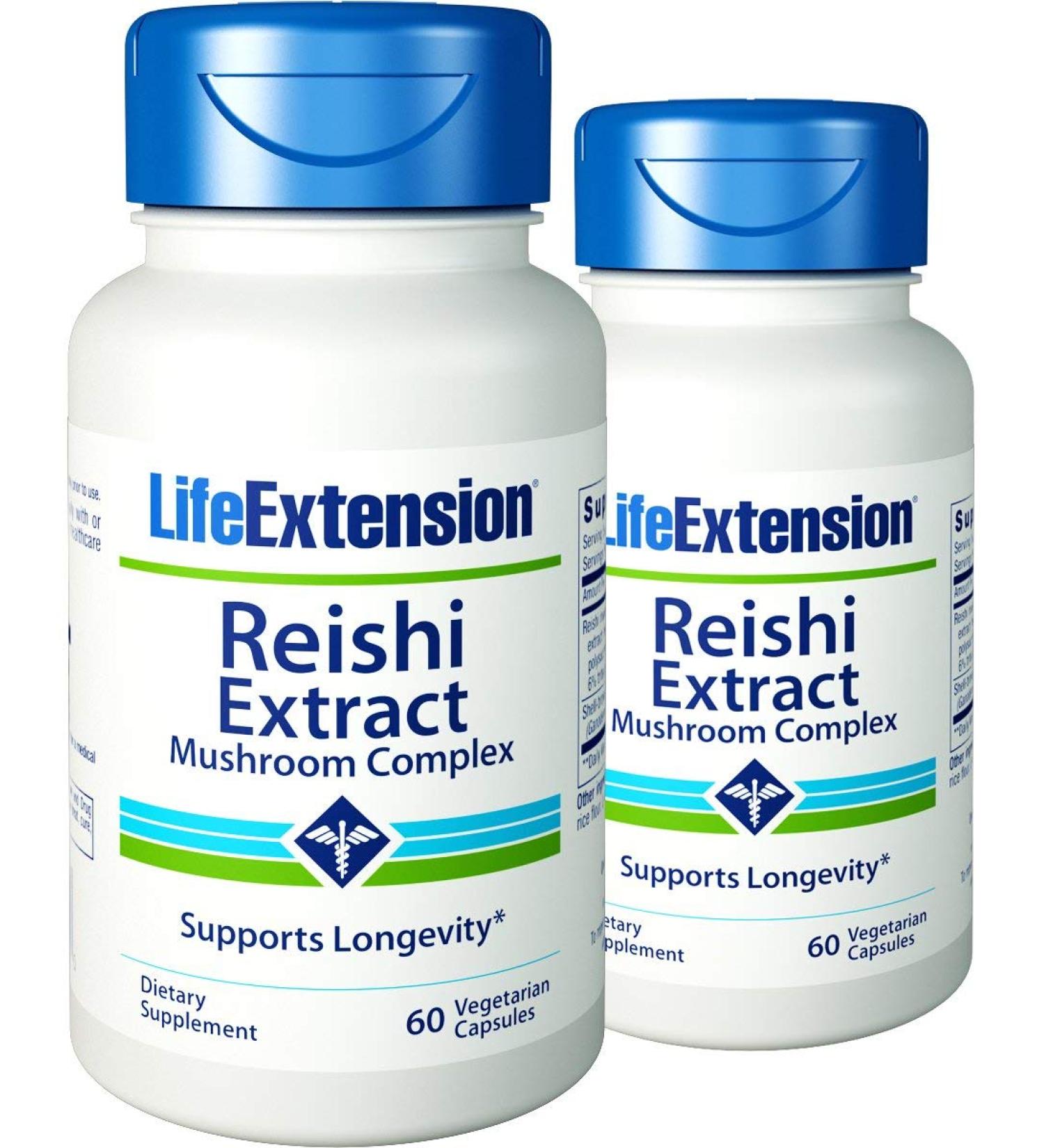 Life Extension Reishi Extract Mushroom Complex - 60 Vegetarian Capsules | Immune Support & Stress Relief - Buy Online on GoSupps.com