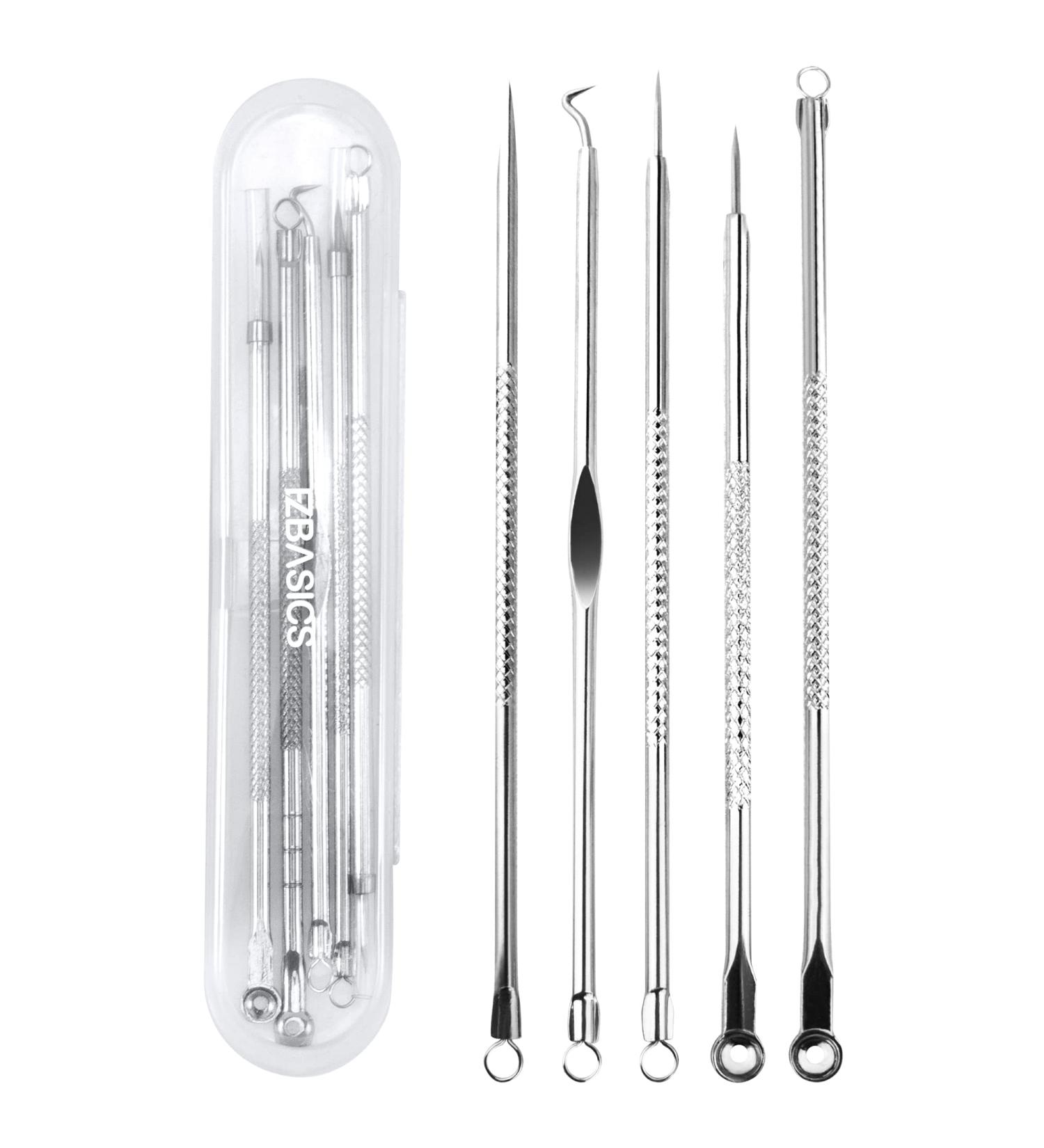 EZBASICS Blackhead Remover Tools - Stainless Steel Comedone Extractor Set for Blemish and Whitehead Popping - Buy Online on GoSupps.com