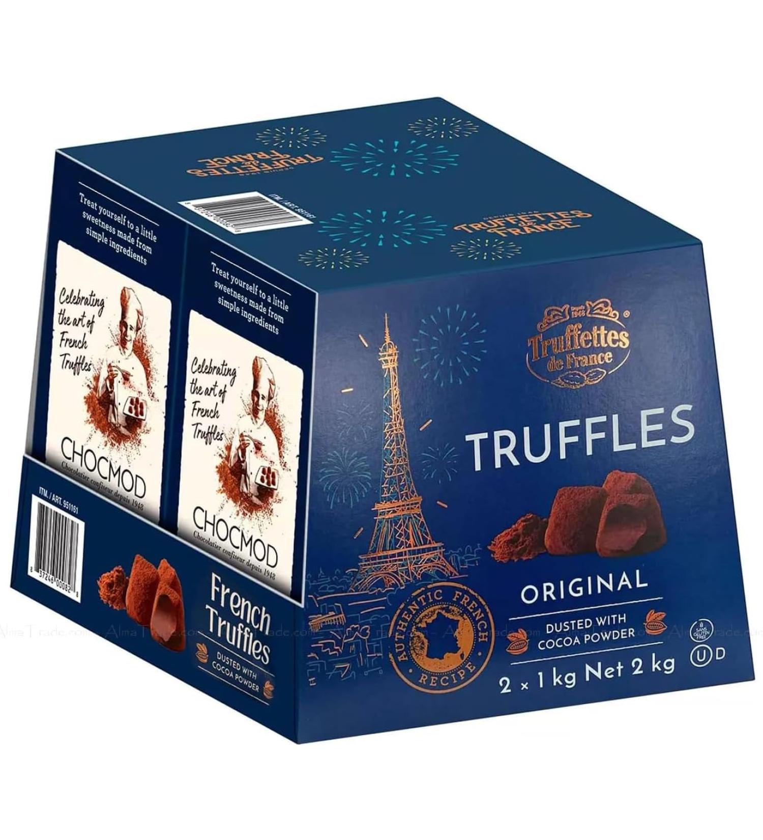 Chocmod Truffettes de France Natural Truffles, Dusted with Cocoa Powder, 1000 Gram Boxes (Pack of 2) - Buy Online on GoSupps.com