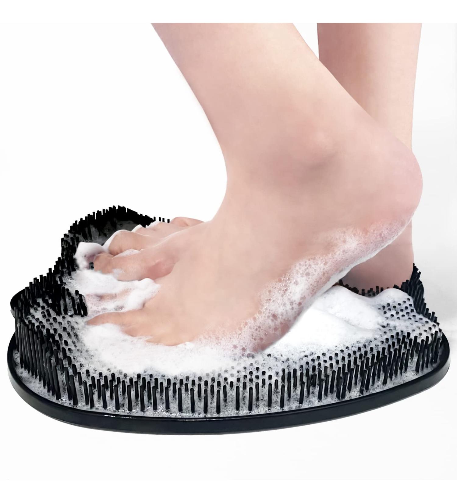 Silicone Shower Foot Scrubber Mat | Non-Slip with Suction Cups | Black Silicone Foot Brush for Dead Skin Removal and Massage - Buy Online on GoSupps.com