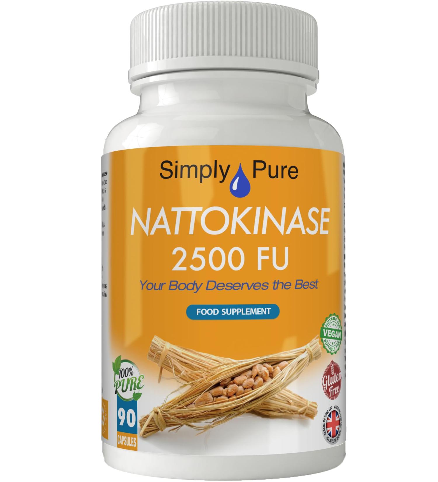 Simply Pure Nattokinase Capsules | 90 Capsules - 500mg | 100% Natural & Vegan | UK Manufactured | HACCP Certified - Buy Online on GoSupps.com