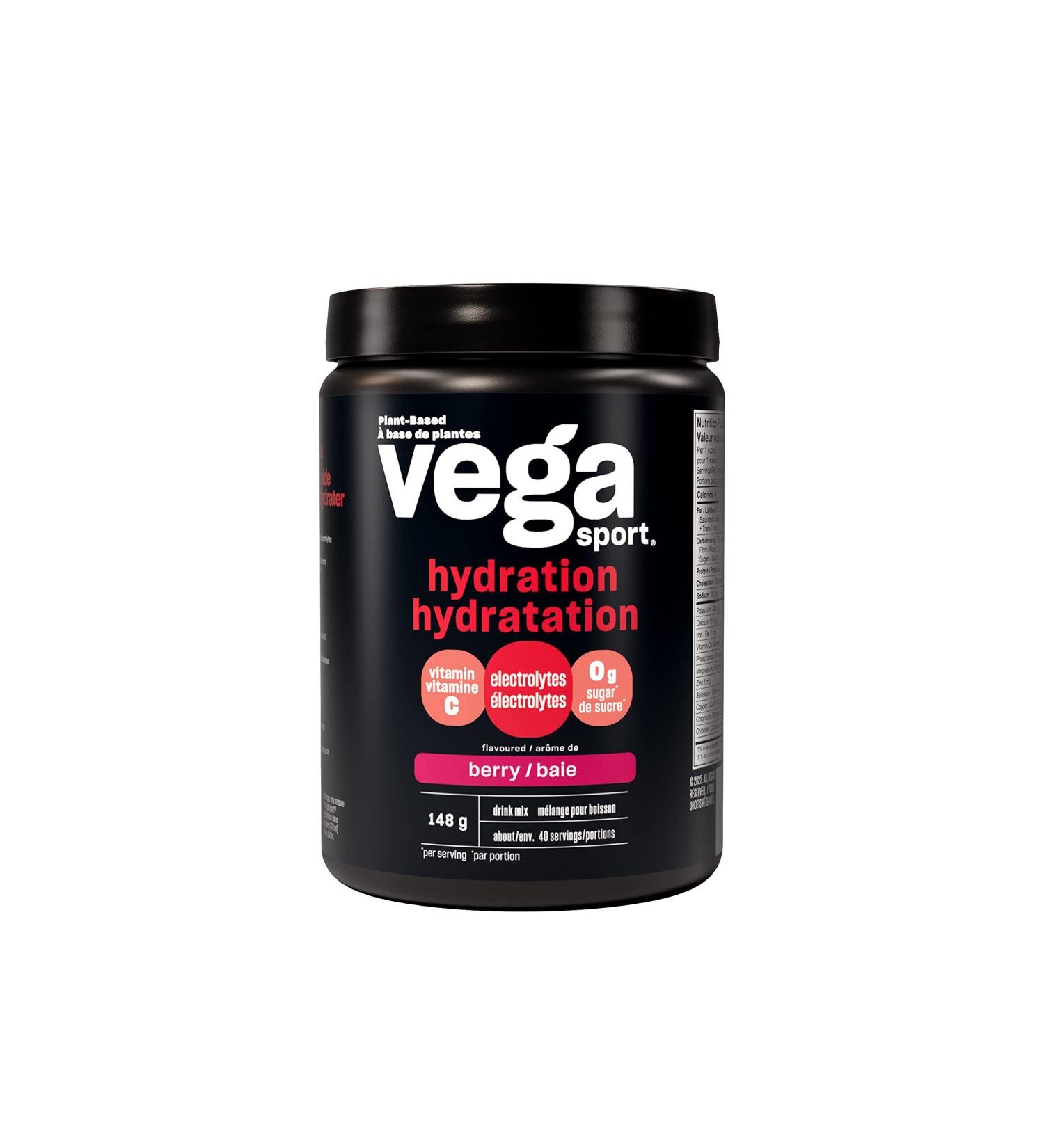 Vega Sport Hydration Electrolyte Powder Berry (40 Servings) Vegan Hydrator Keto Friendly Gluten Free Non Dairy Sugar Free Non GMO 148g (Packaging May Vary) Berry 40 Servings (Pack of 1) - Buy Online on GoSupps.com