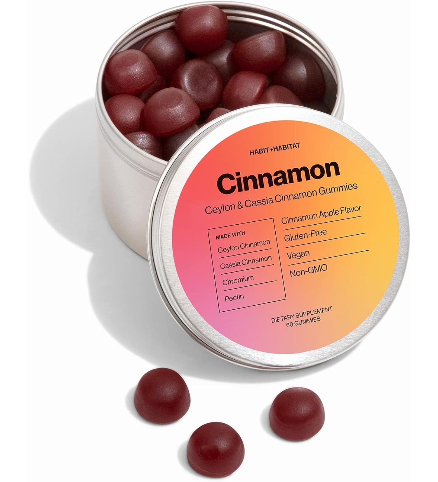 Ceylon Cinnamon Gummies - Sugar-Free with Chromium - 2000mg Cinnamon Complex - Gluten-Free & Vegan - Plastic-Free Tin - Buy Online on GoSupps.com