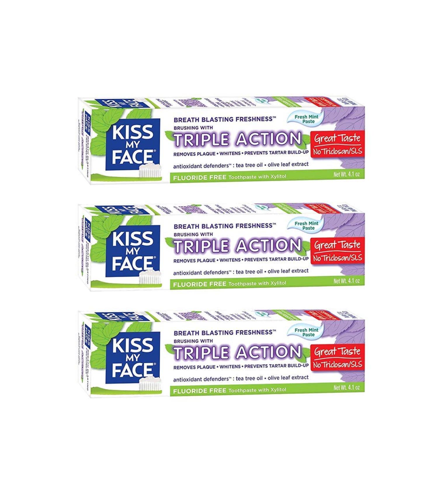Kiss My Face No Fluoride Triple Action Toothpaste Paste 4.1 Ounces (3 Pack )