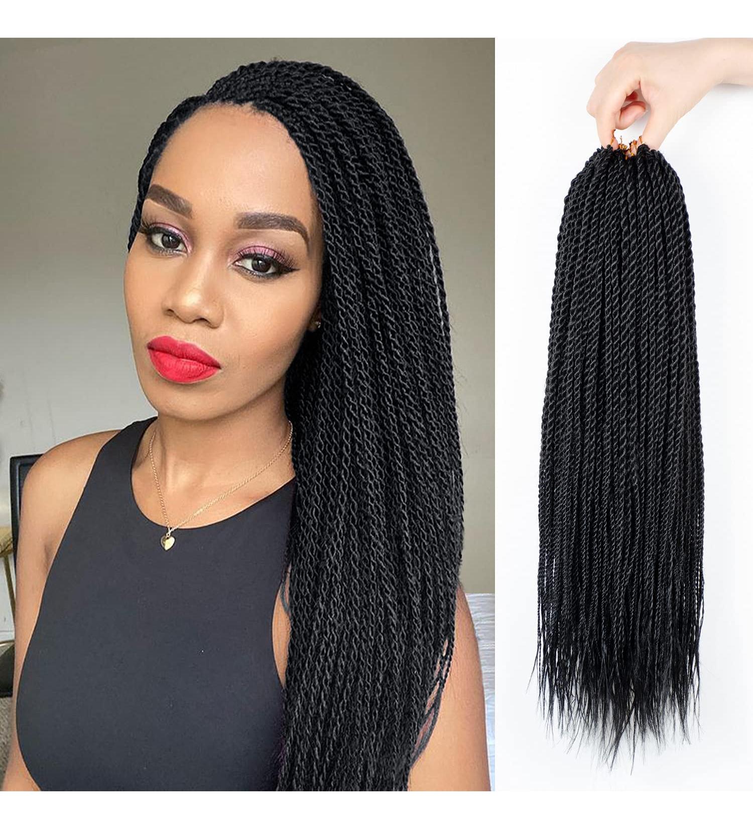 Senegalese Twist Crochet Hair - 8 Packs 18 Inch | Small Twist Braids for Black Women | Hot Water Setting, Natural Ends (1B) - Buy Online on GoSupps.com