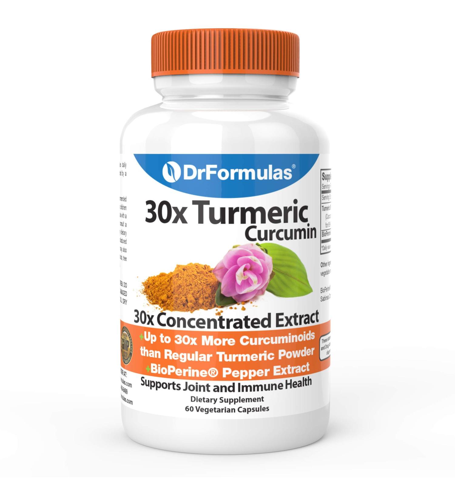 DrFormulas 30x Turmeric Curcumin Extract 1500mg Capsules with Black Pepper | 30x Stronger Than Regular Turmeric Powder 60 Capsules - Buy Online on GoSupps.com