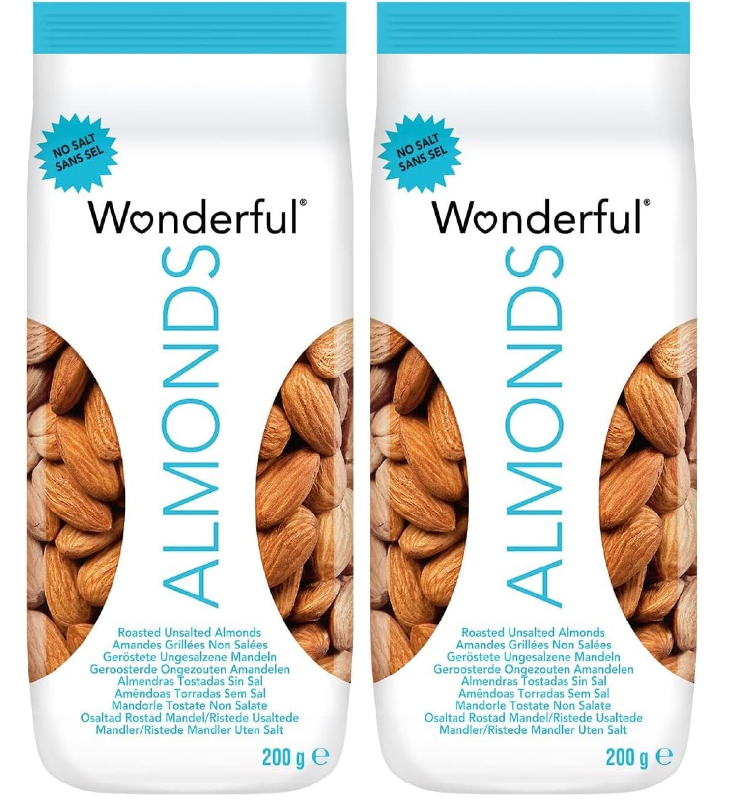 Wonderful Almonds - Amandes non sal es 200g (Lot de 2) Amandes sans sel 200 g (Lot de 2) - Buy Online on GoSupps.com