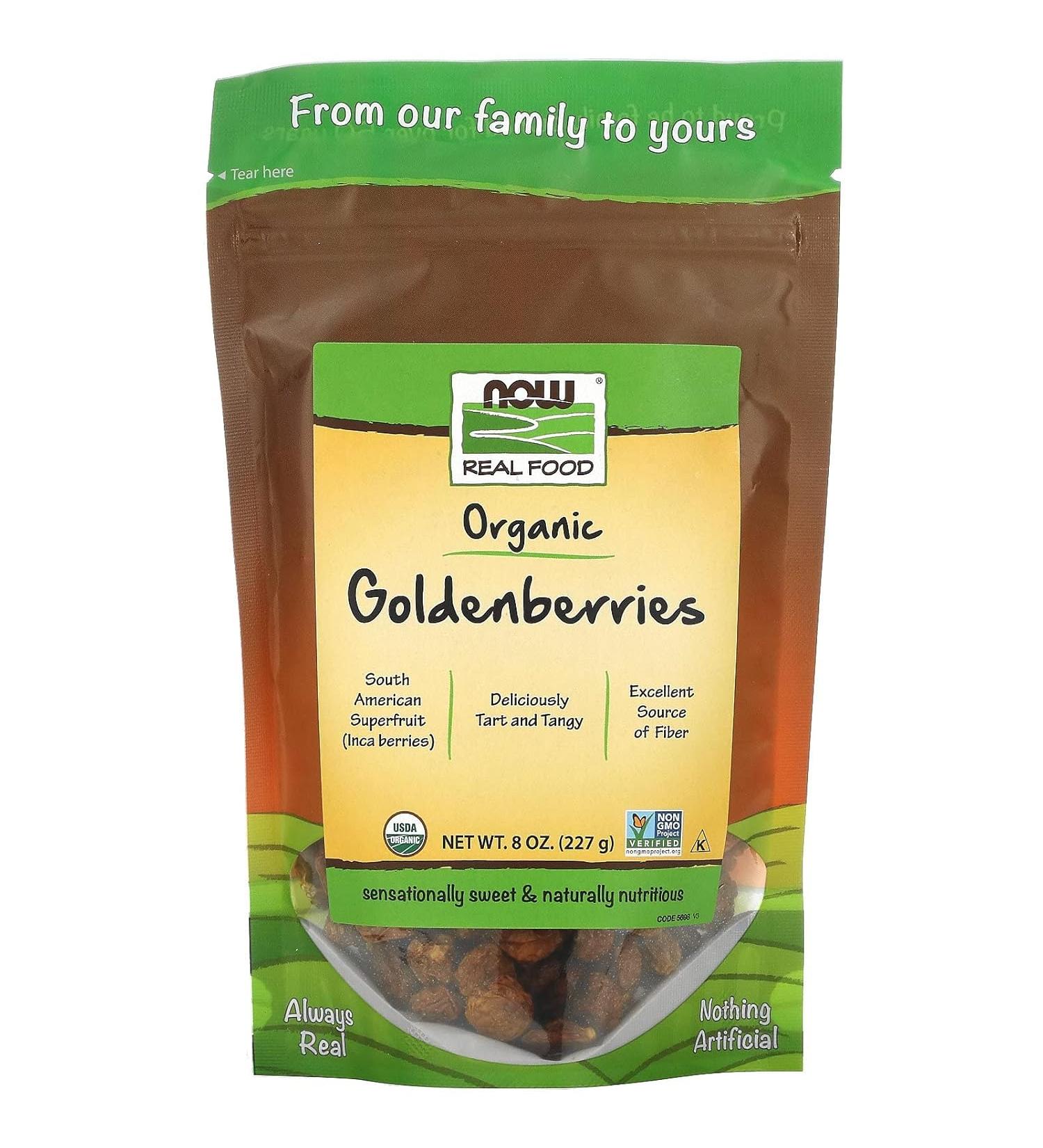 Certified Organic Golden Berries 8 oz - Now Foods Real Food - Buy Online on GoSupps.com