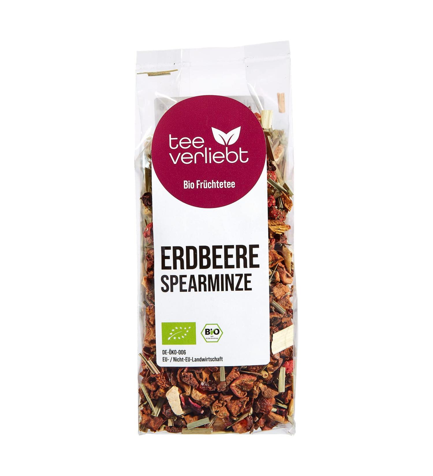 Organic Strawberry Fruit Tea - Tea in Love - 100g Loose Leaf Peppermint Blend - Refreshing & Fruity Experience - Buy Online on GoSupps.com