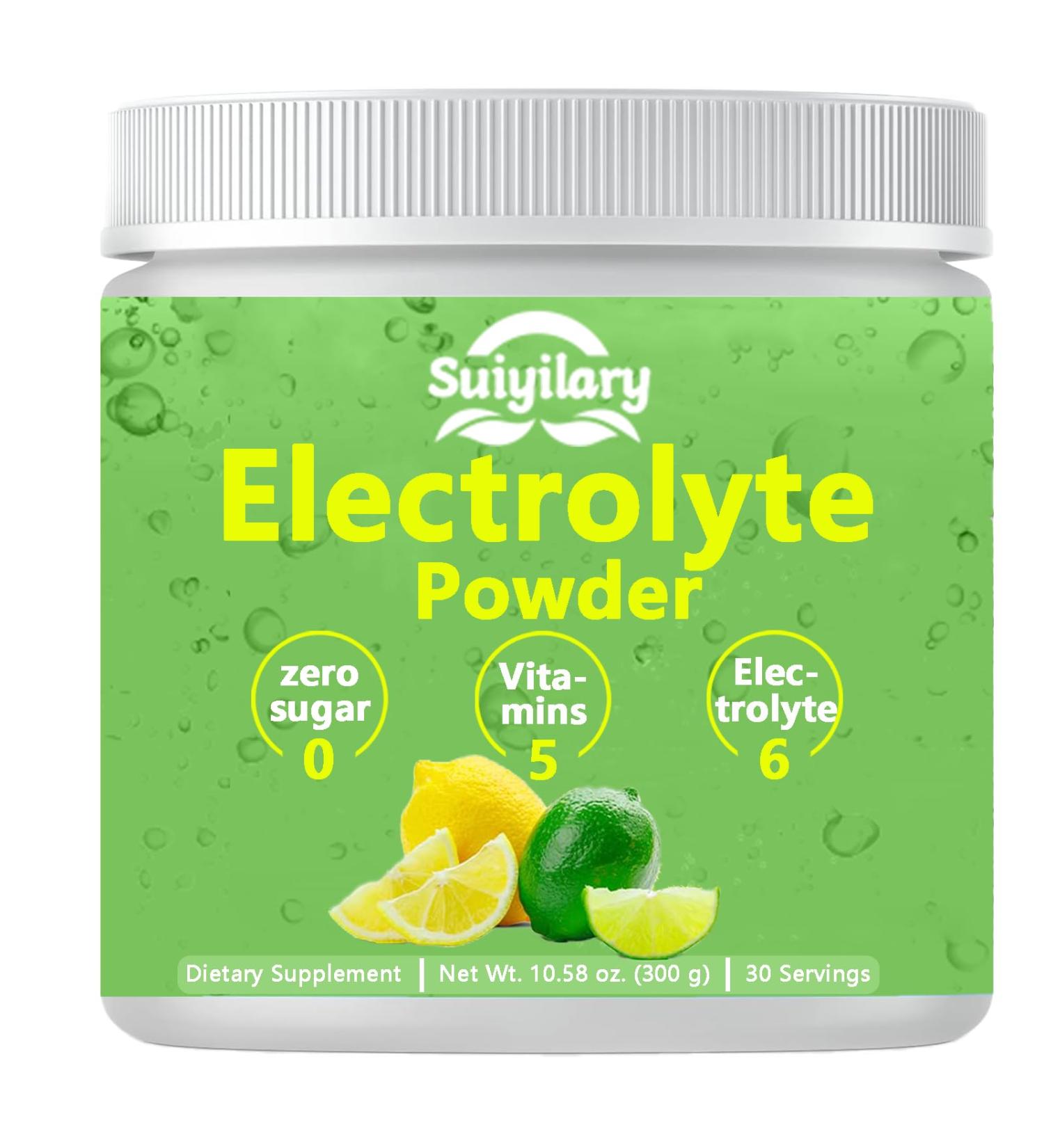 Electrolytes Powder No Sugar, Electrolyte Drink Mix, 5 Vitamins & 6 Electrolytes, Keto Friendly, Potassium & Salt, Sugar Free Hydration Powder, Lemon Flavour 300g - Buy Online on GoSupps.com