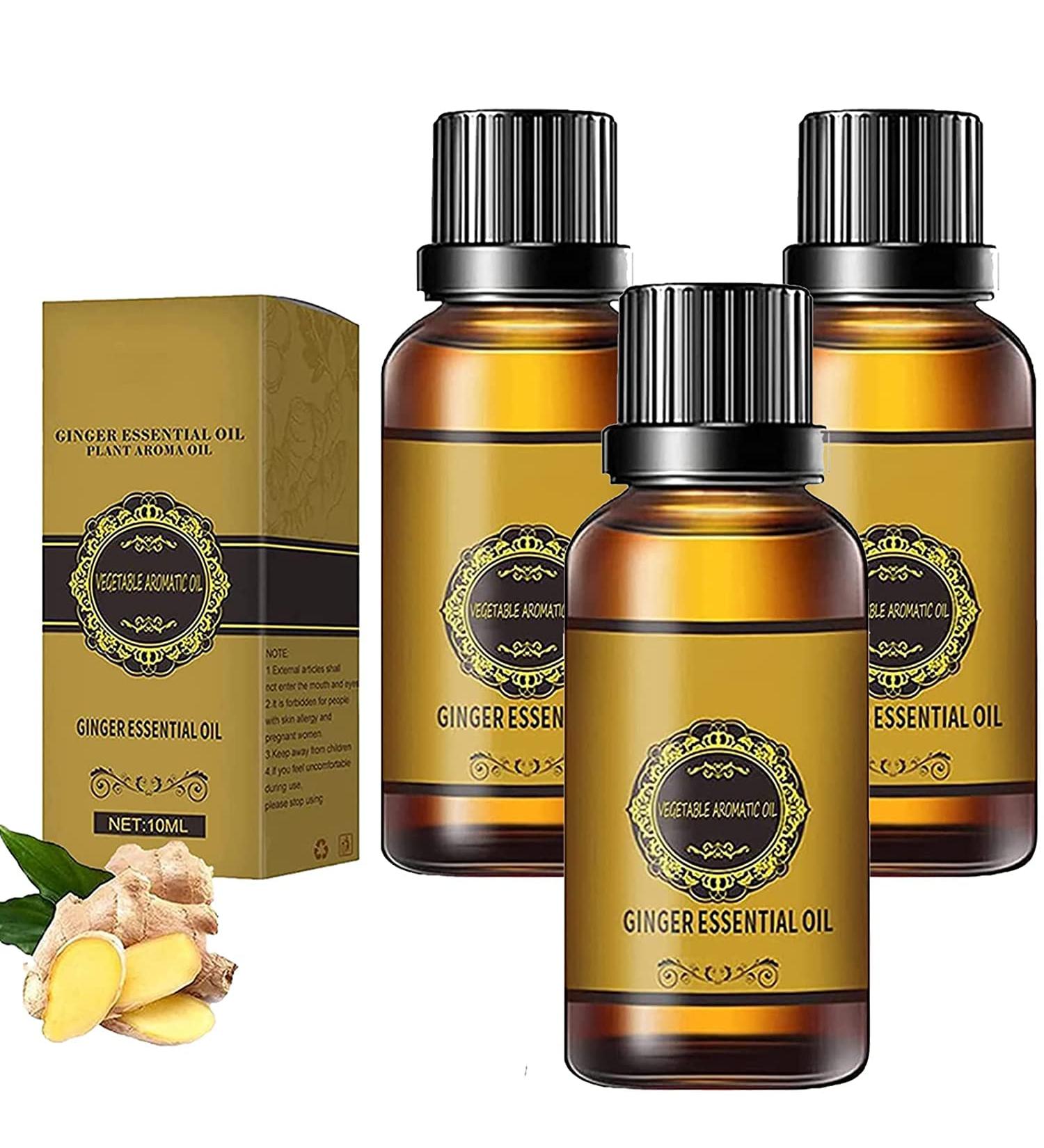 3PCs Ginger Oil for Weight Loss - Anti-Cellulite & Fat Burning Herbal Massage Oil - Buy Online on GoSupps.com