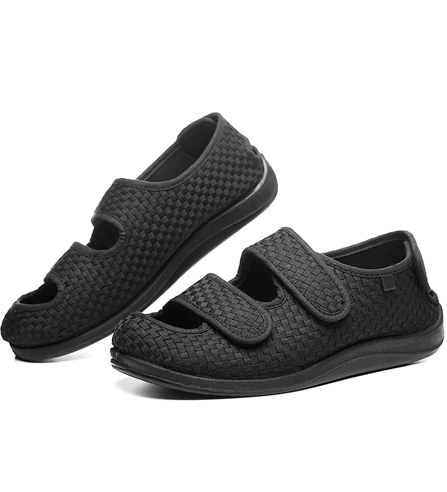 Comfortable Open Toe Diabetic Sandals for Men & Women | Adjustable Wide Width Slippers for Arthritis & Swollen Feet - Black L05 8.5 - Buy Online on GoSupps.com